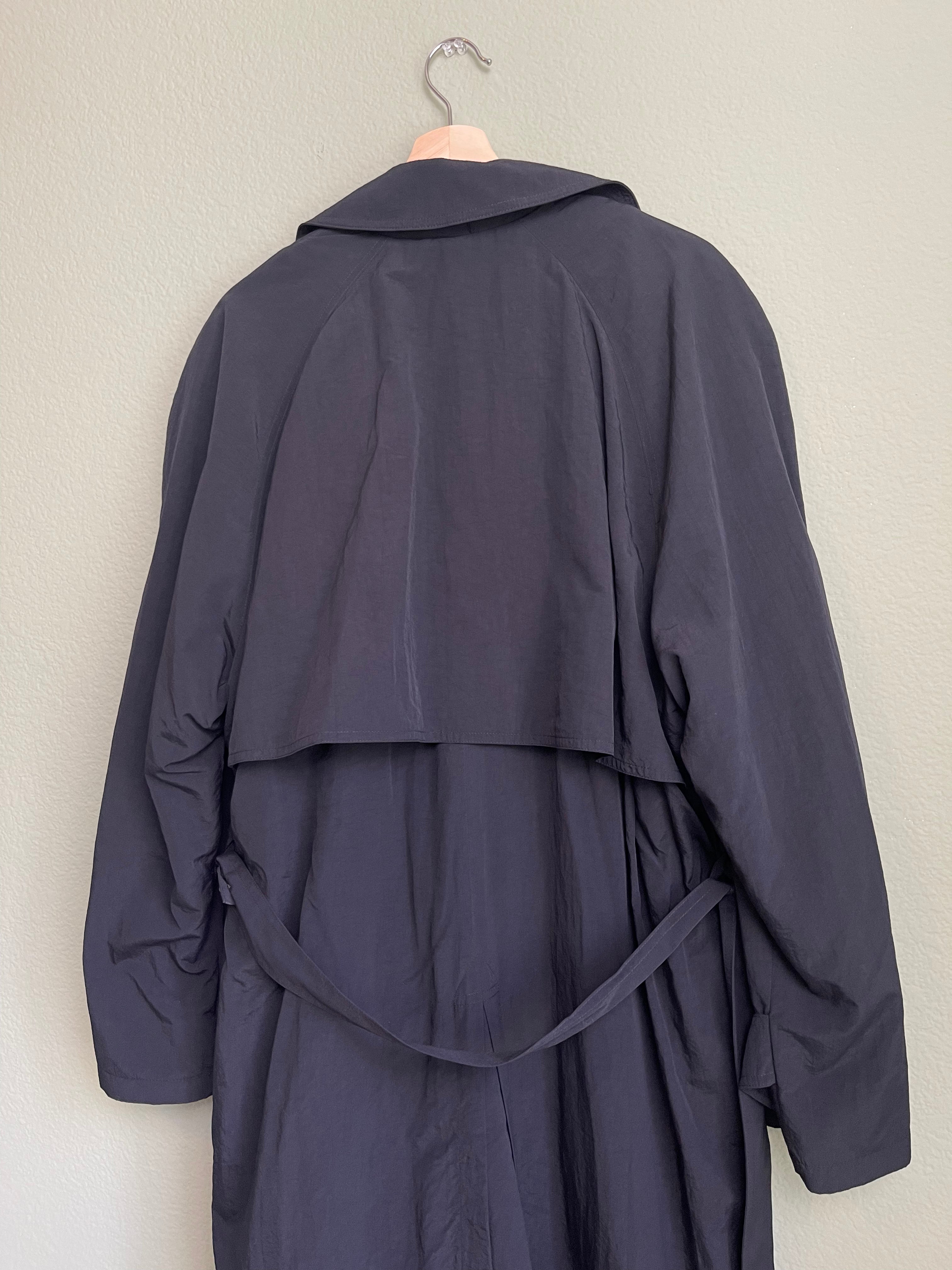 Vintage Newport Harbor Black Nylon Trench sz 1X-2X