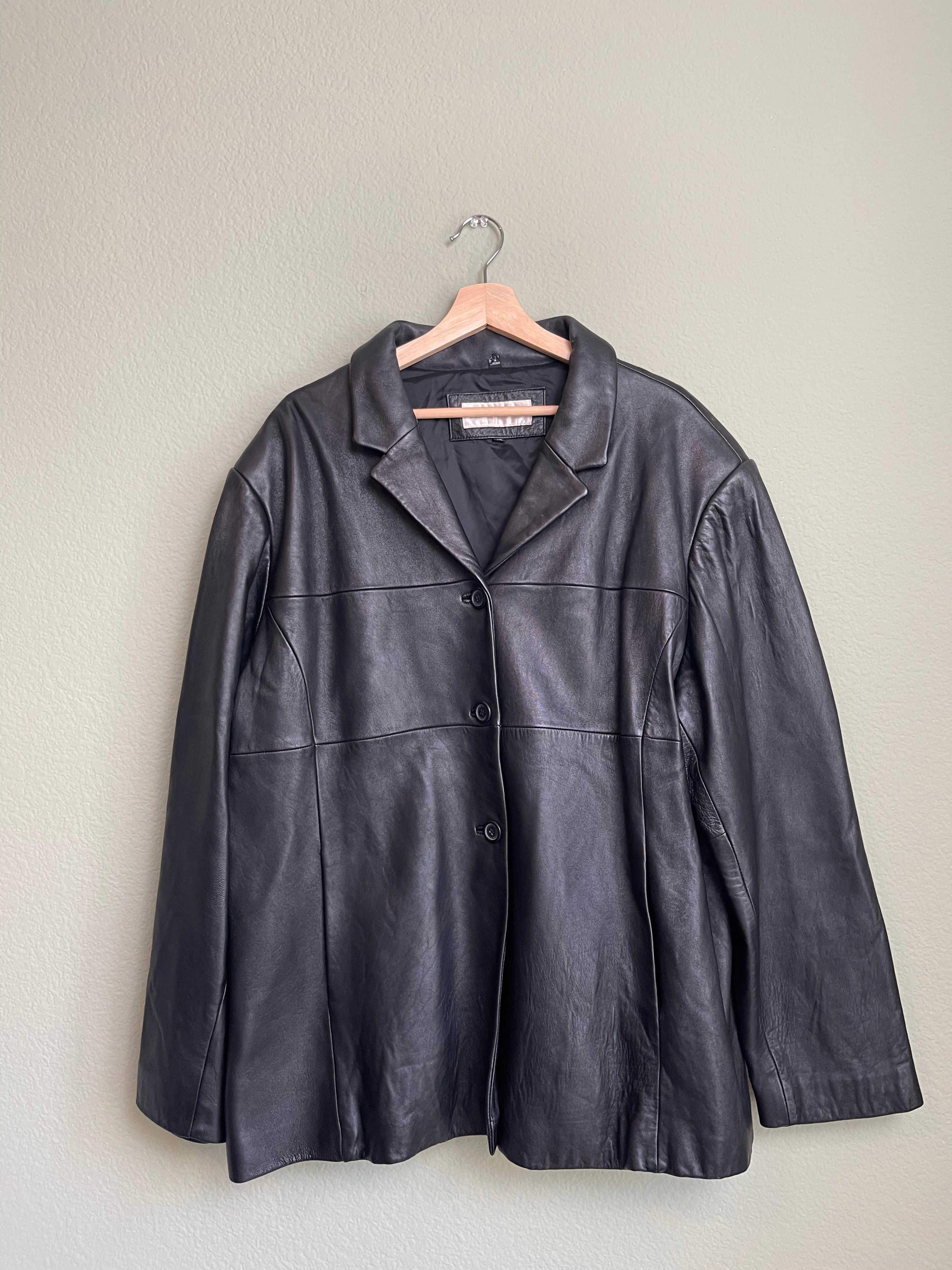 Vintage Jones New York Black Women's Leather Jacket sz xl-2xl
