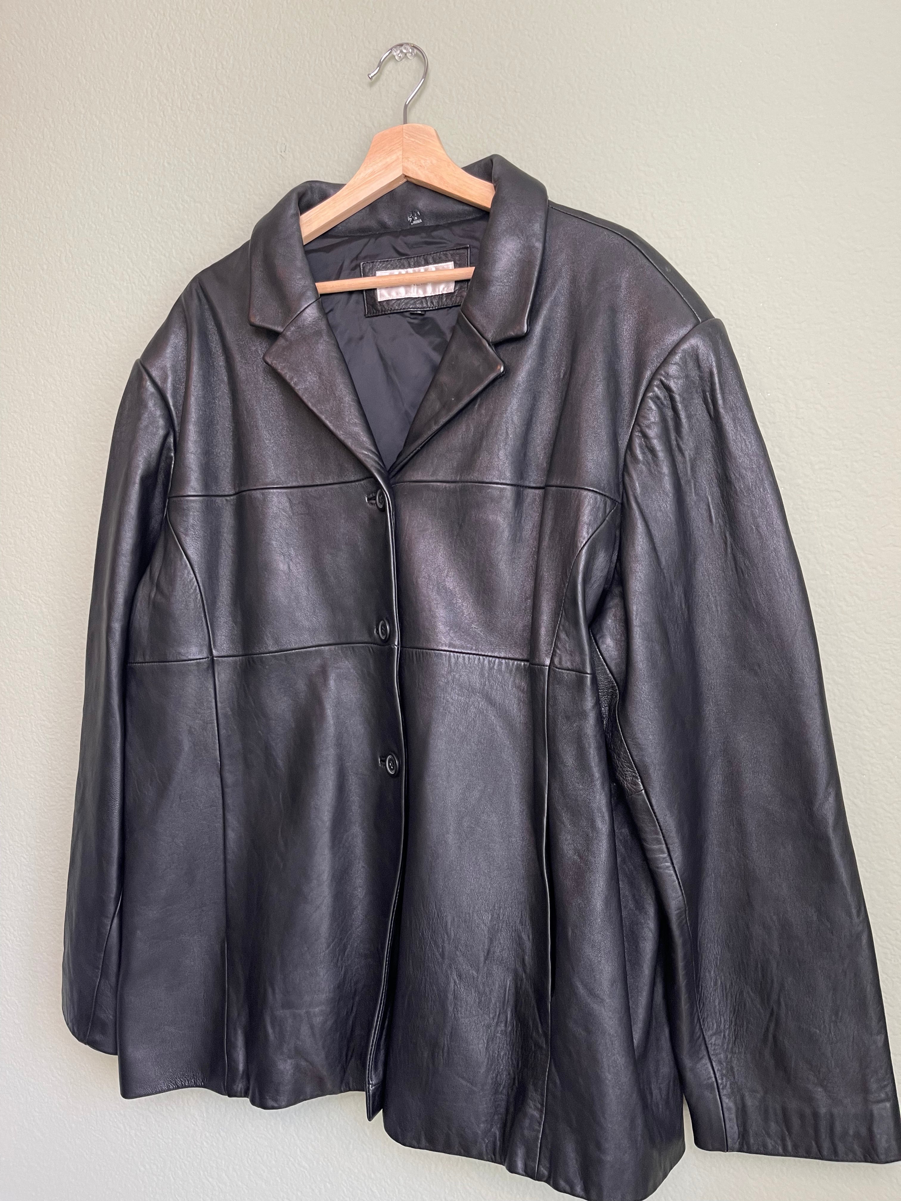 Vintage Jones New York Black Women's Leather Jacket sz xl-2xl
