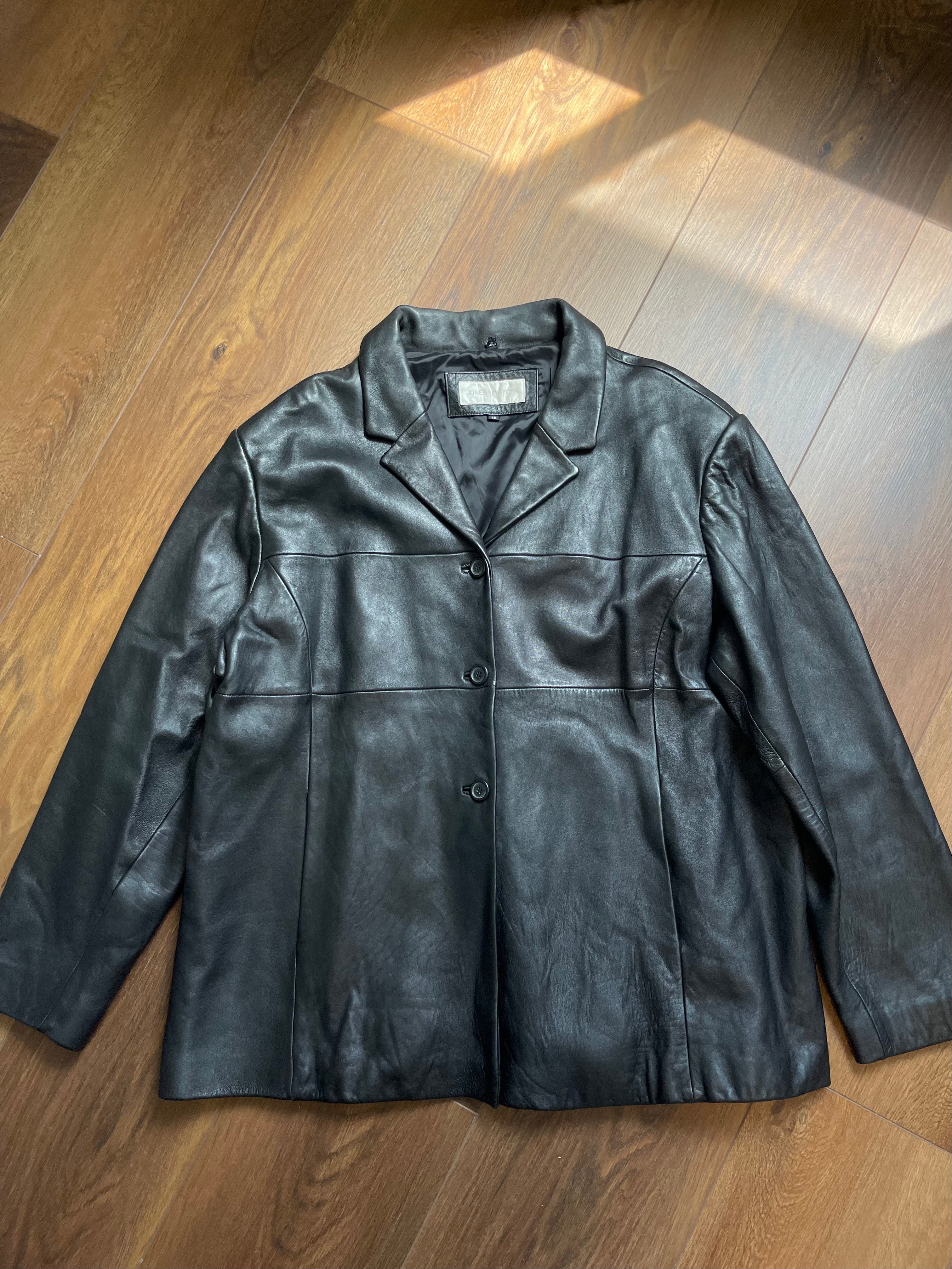 Vintage Jones New York Black Women's Leather Jacket sz xl-2xl