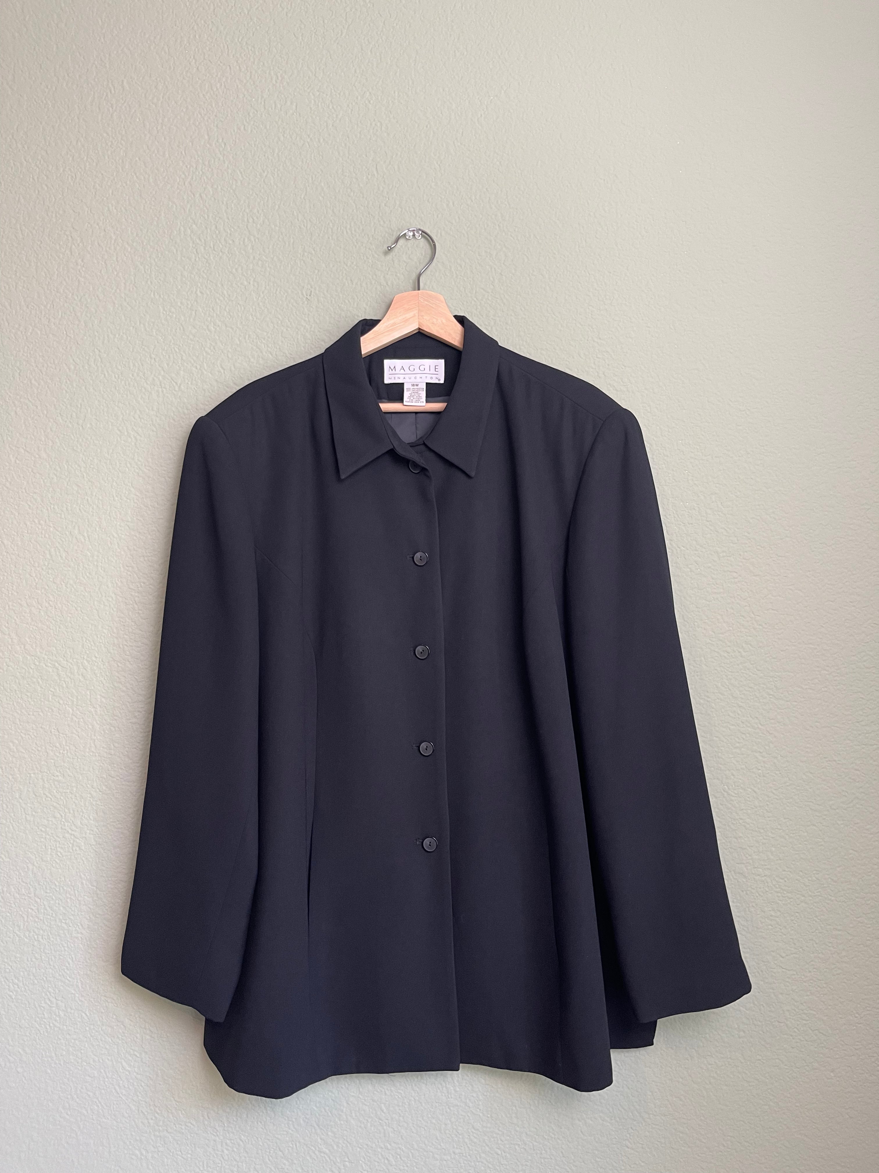 Vintage Collared Button Front Black Jacket sz 18