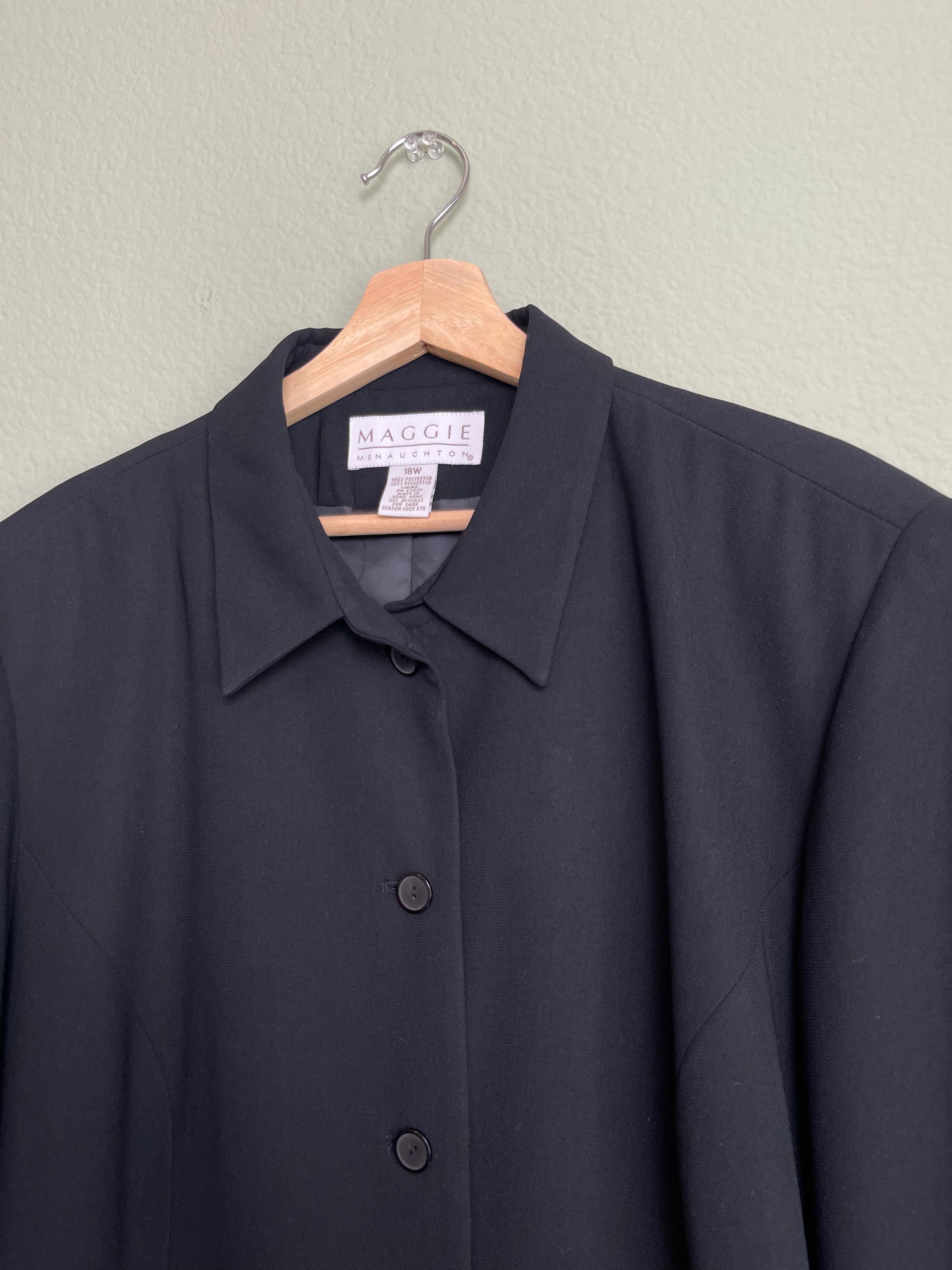 Vintage Collared Button Front Black Jacket sz 18