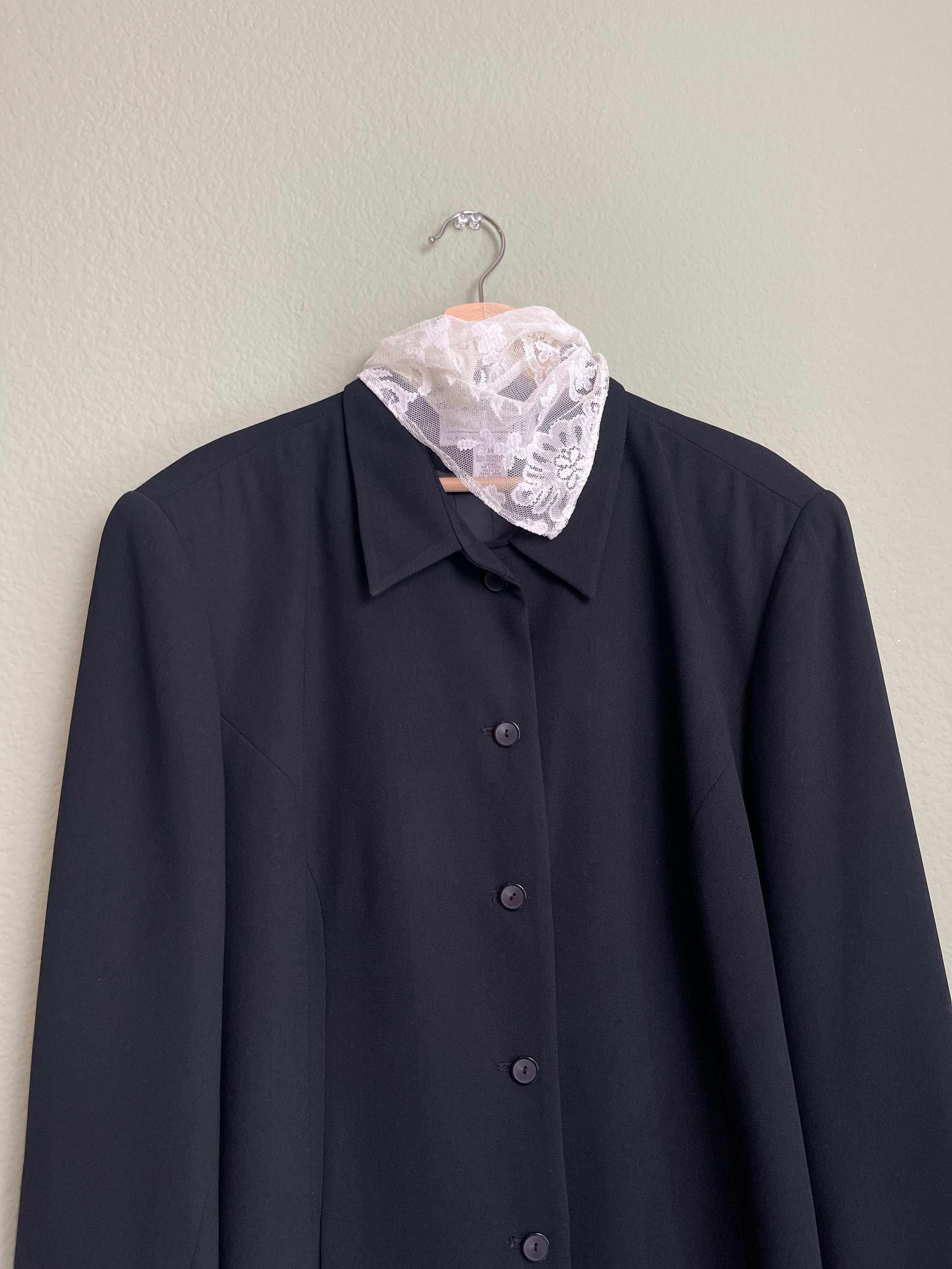 Vintage Collared Button Front Black Jacket sz 18