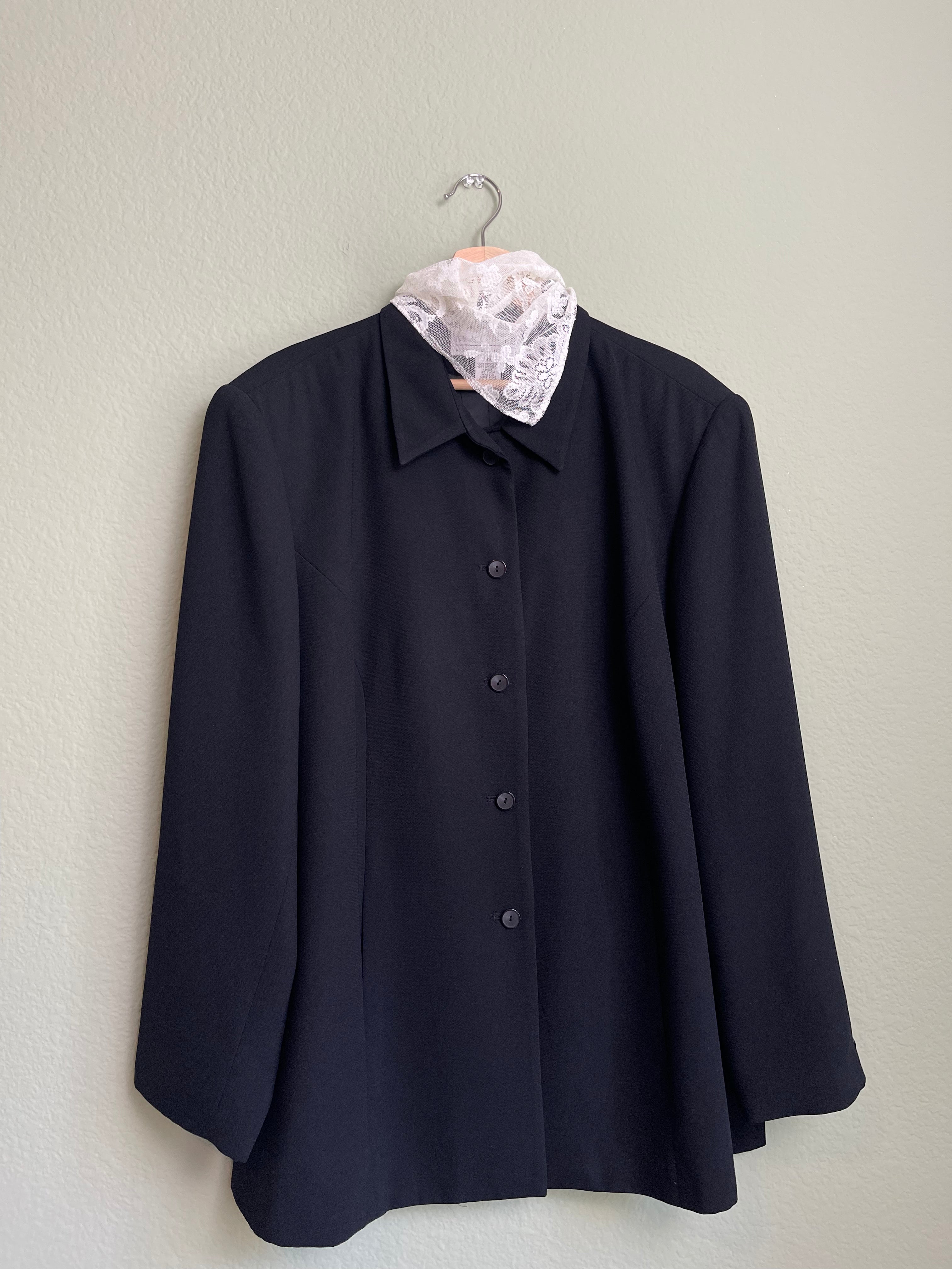 Vintage Collared Button Front Black Jacket sz 18