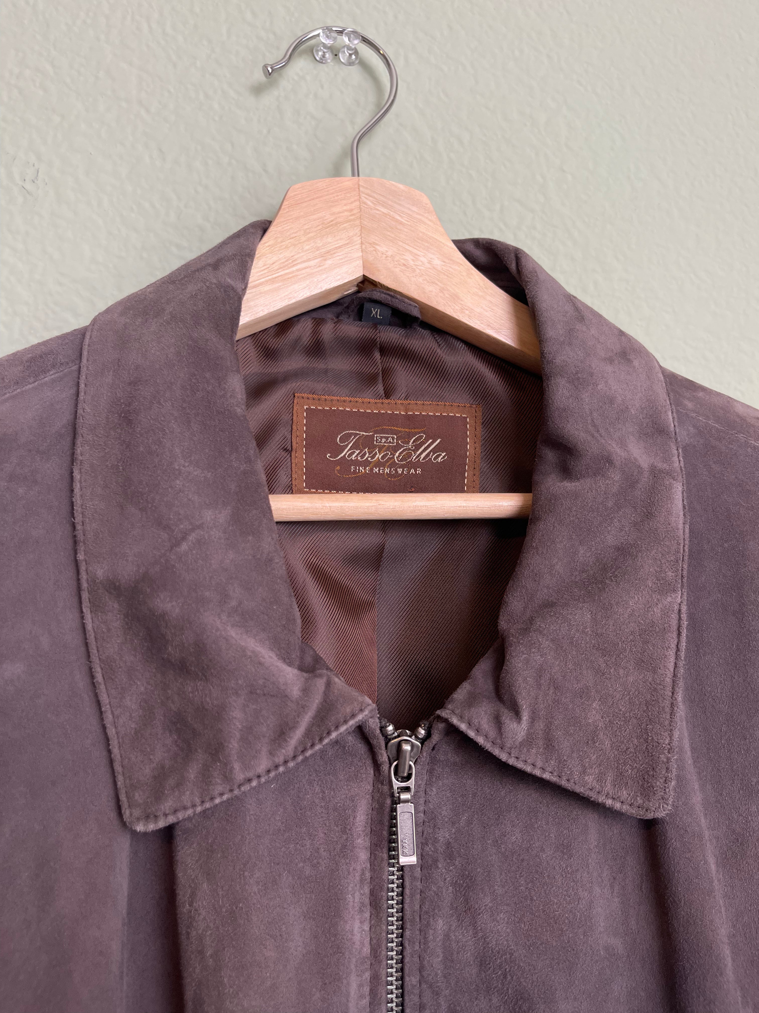 Retro Brown Suede Leather Zip Front Jacket sz xl-1xl