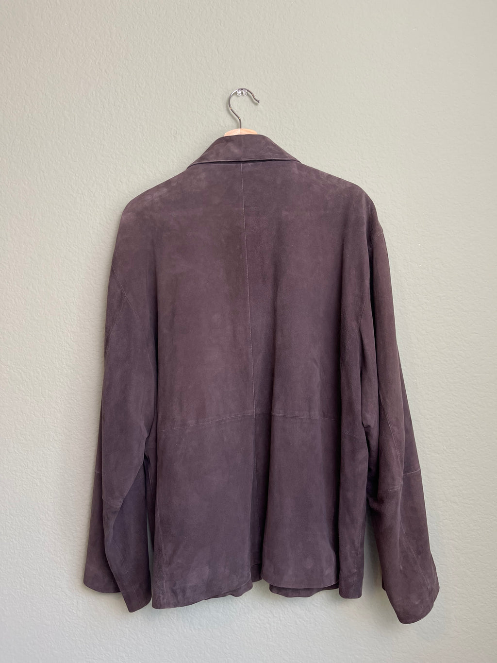 Retro Brown Suede Leather Zip Front Jacket sz xl-1xl