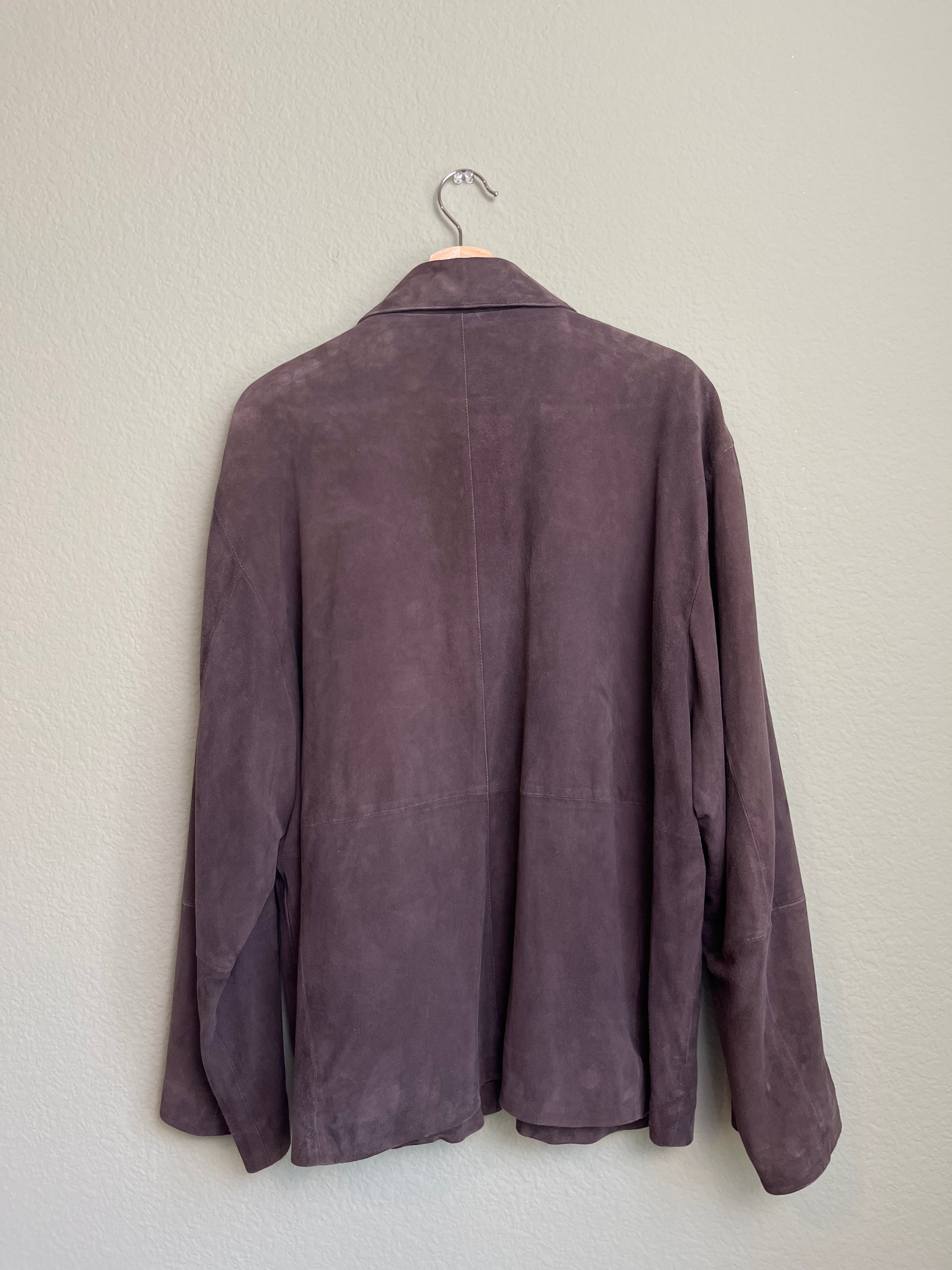 Retro Brown Suede Leather Zip Front Jacket sz xl-1xl