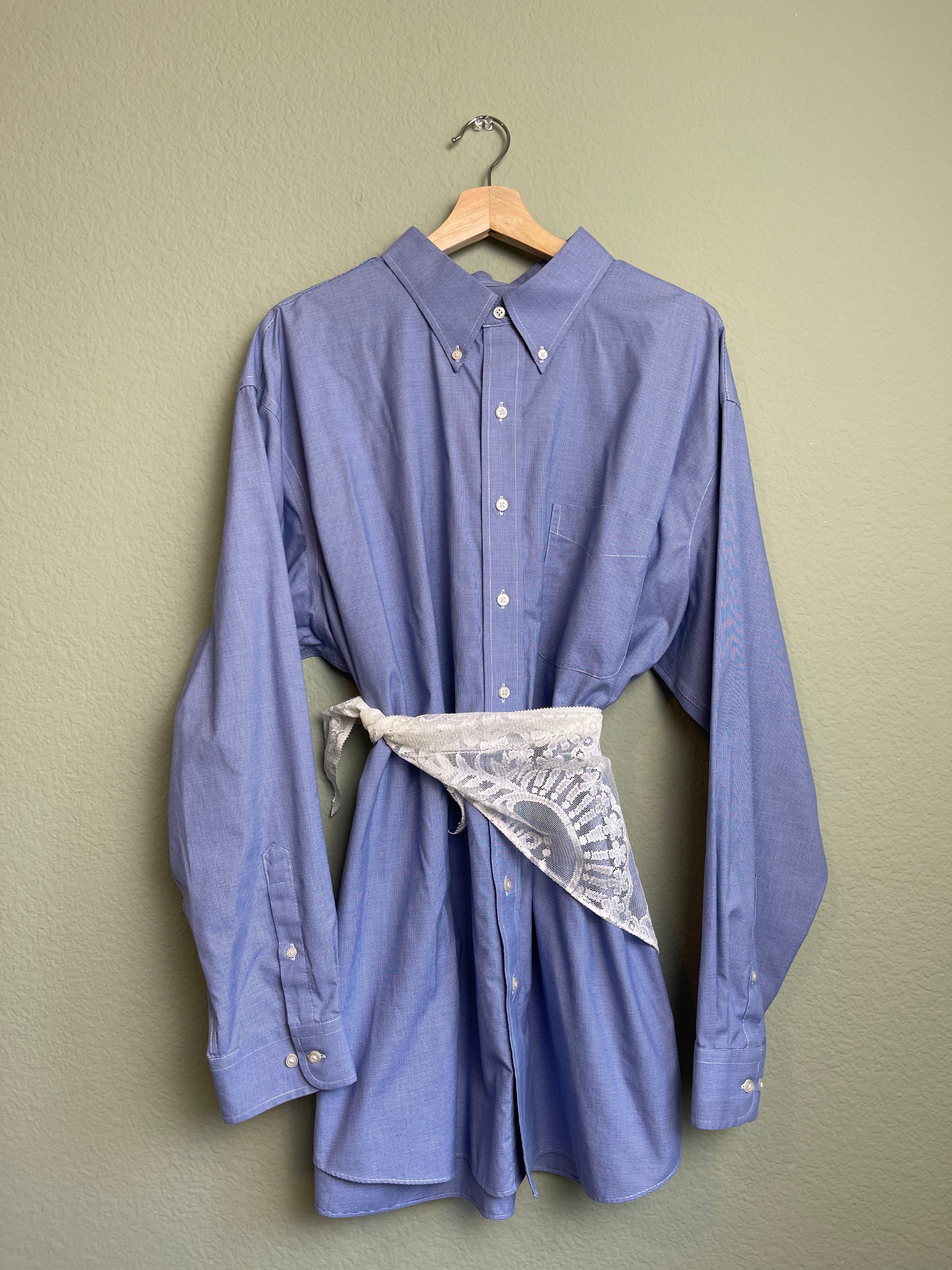 Chic Blue "Menswear" Button Down sz 1x-4x