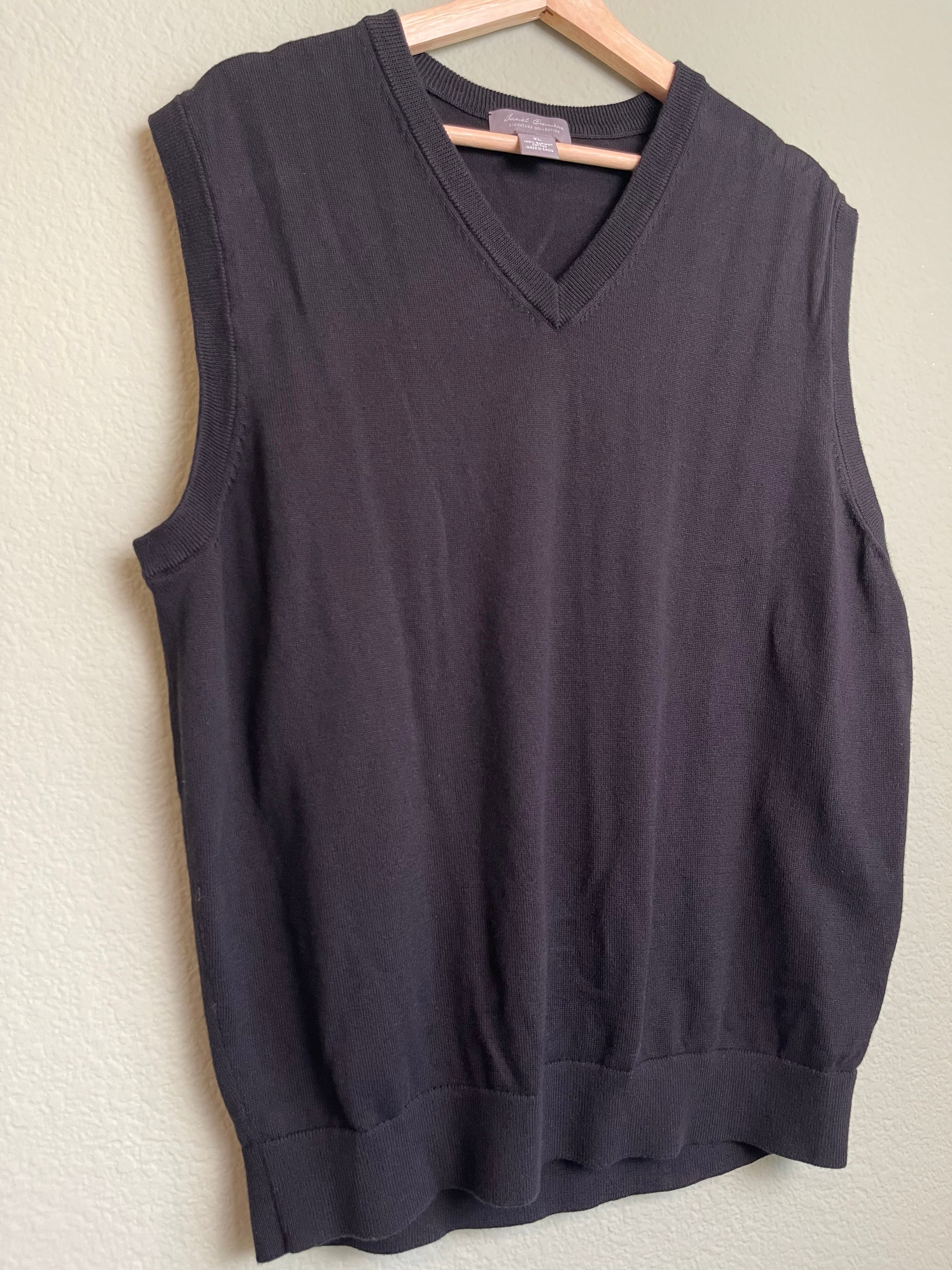 Chic Black "Menswear" Supima Cotton Vest sz xl