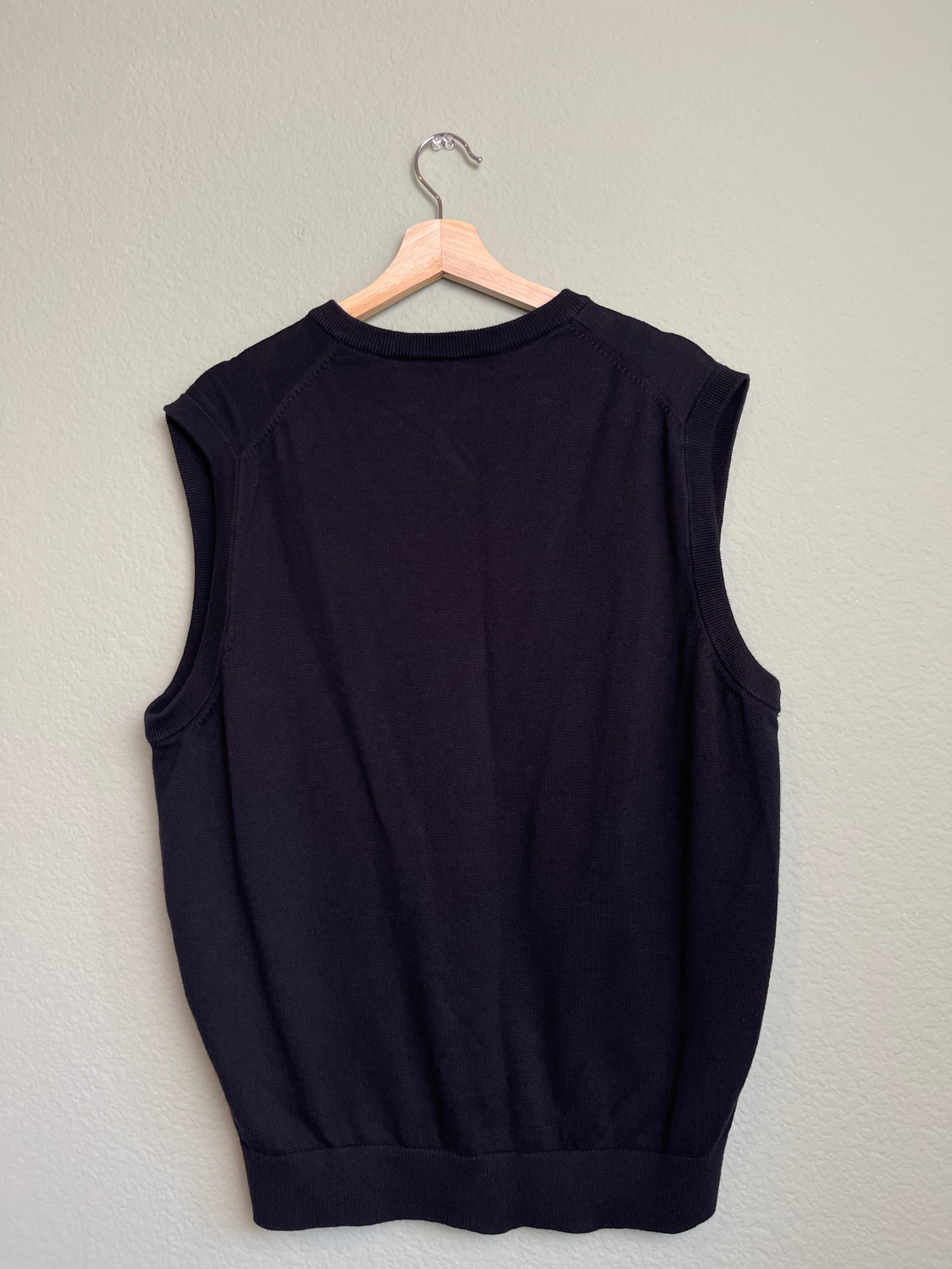 Chic Black "Menswear" Supima Cotton Vest sz xl