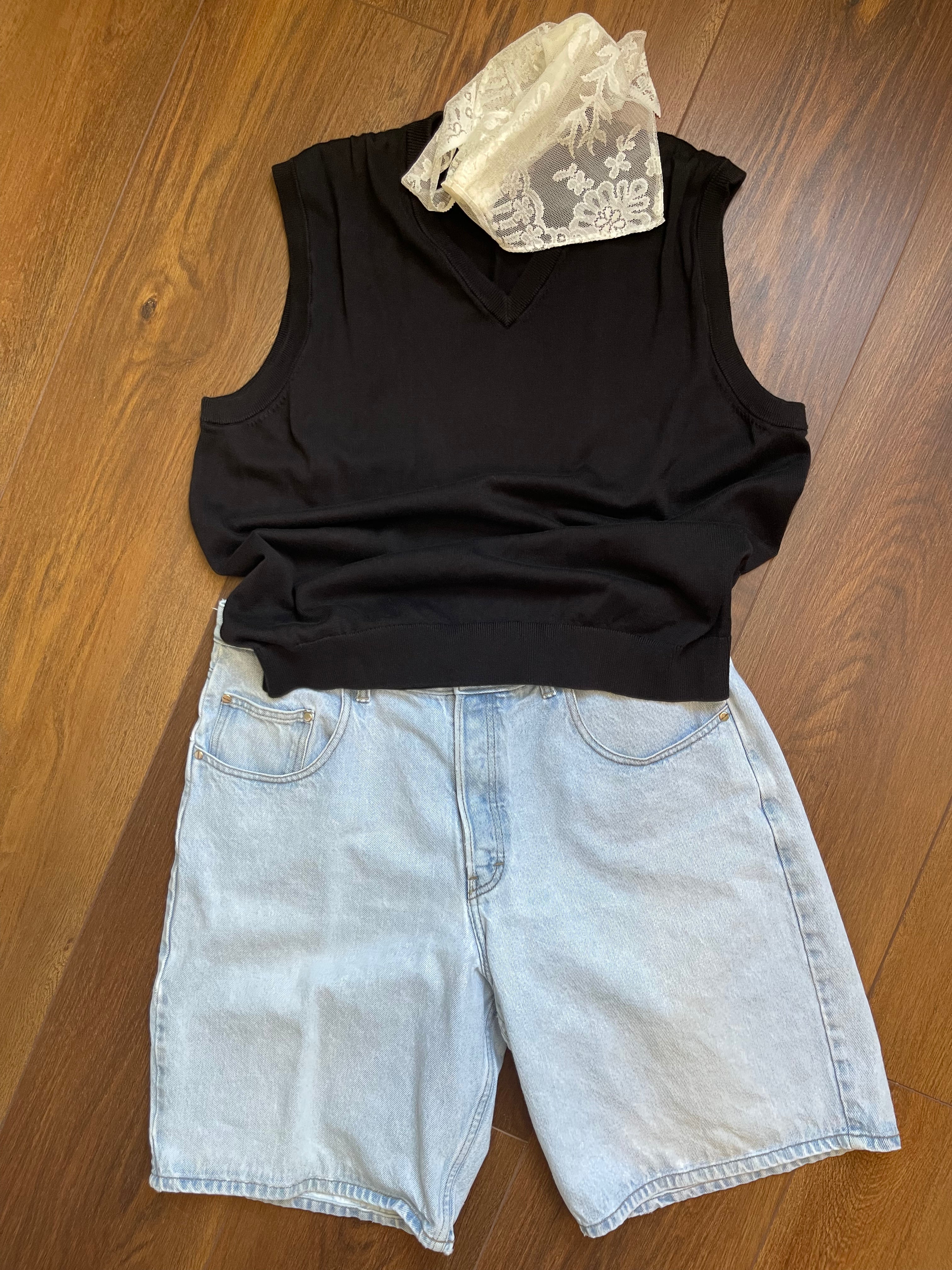 Chic Black "Menswear" Supima Cotton Vest sz xl