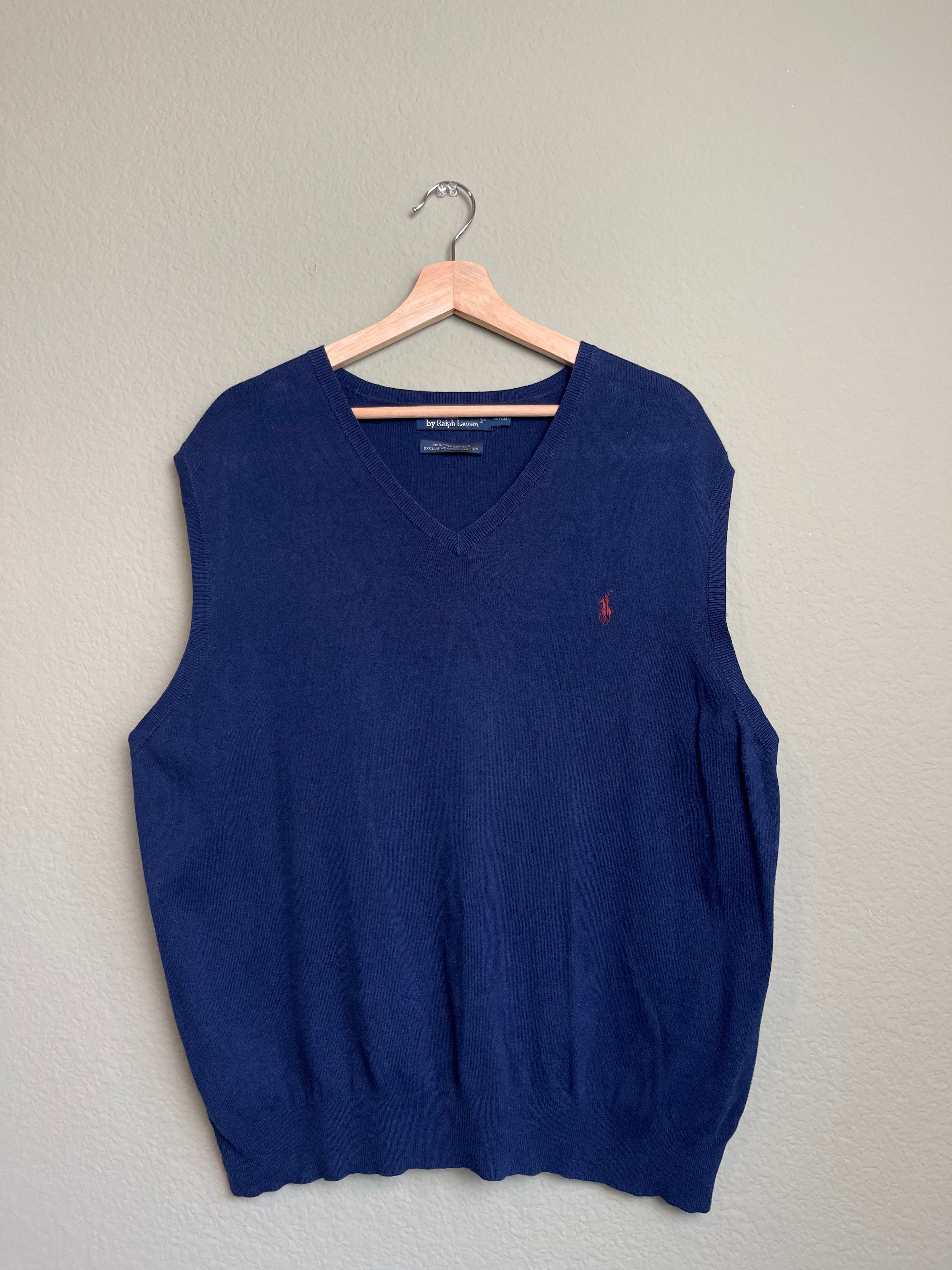 Ralph Lauren Pima Cotton "Menswear" Navy Sweater Vest sz xxl