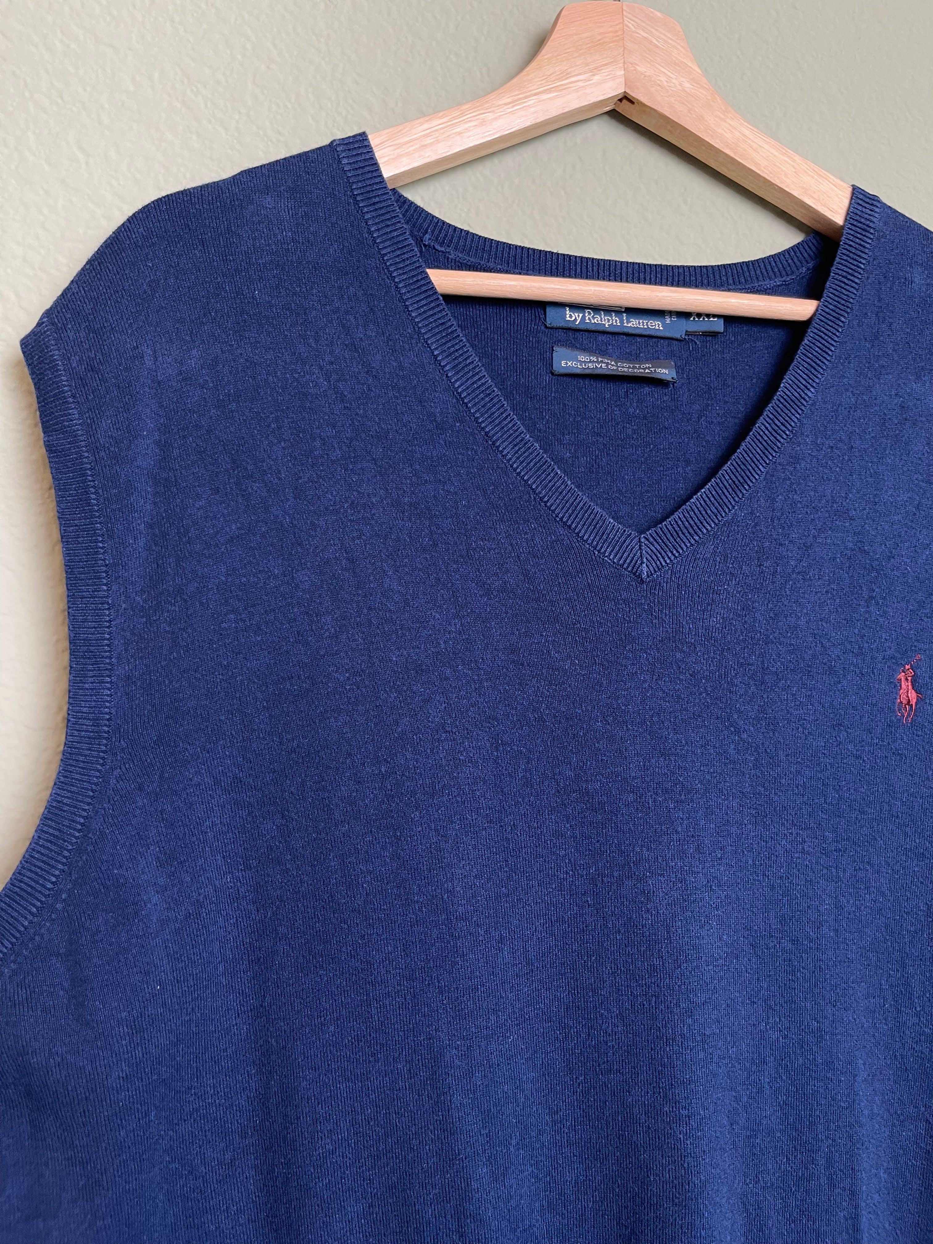 Ralph Lauren Pima Cotton "Menswear" Navy Sweater Vest sz xxl