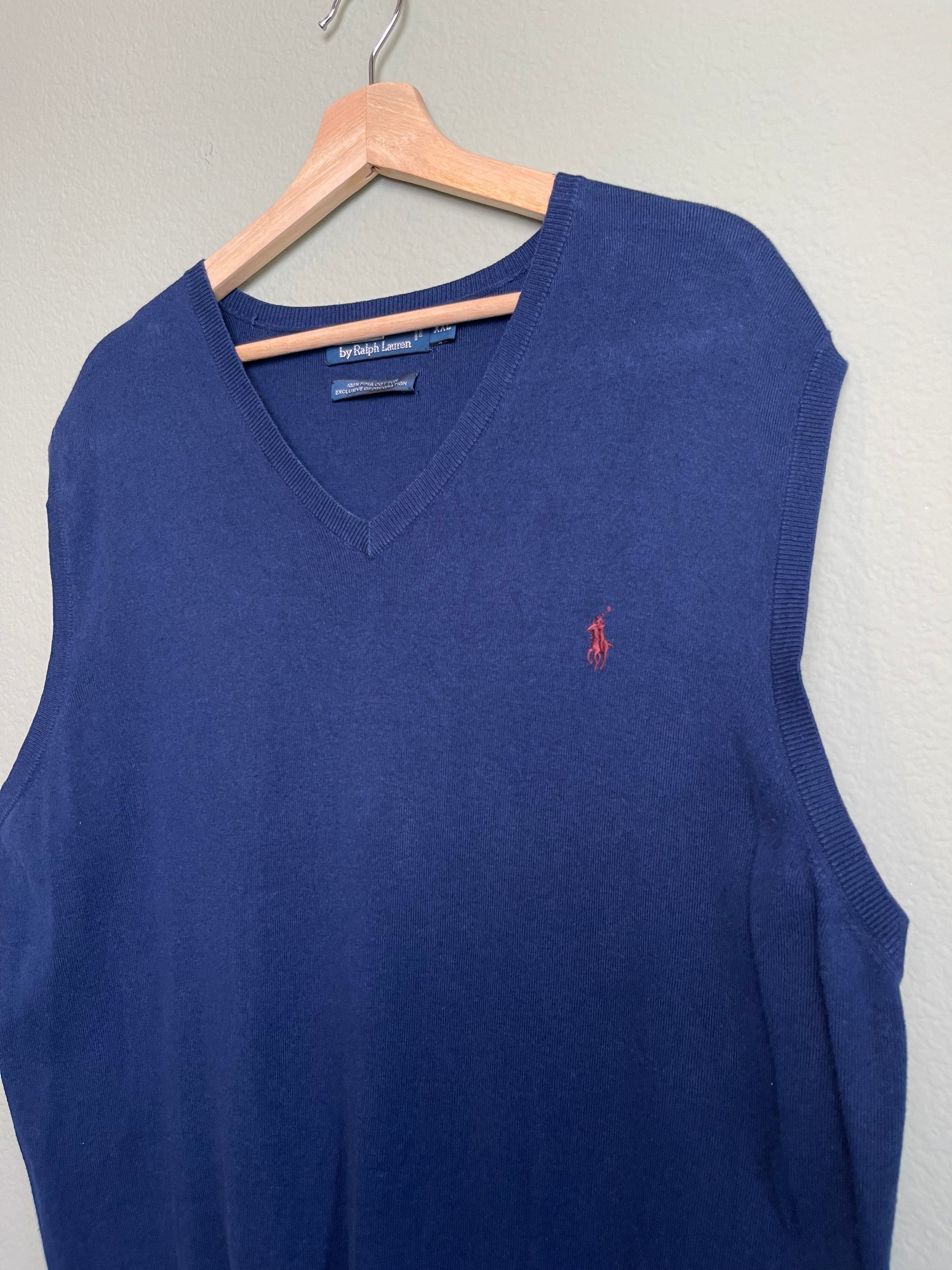 Ralph Lauren Pima Cotton "Menswear" Navy Sweater Vest sz xxl