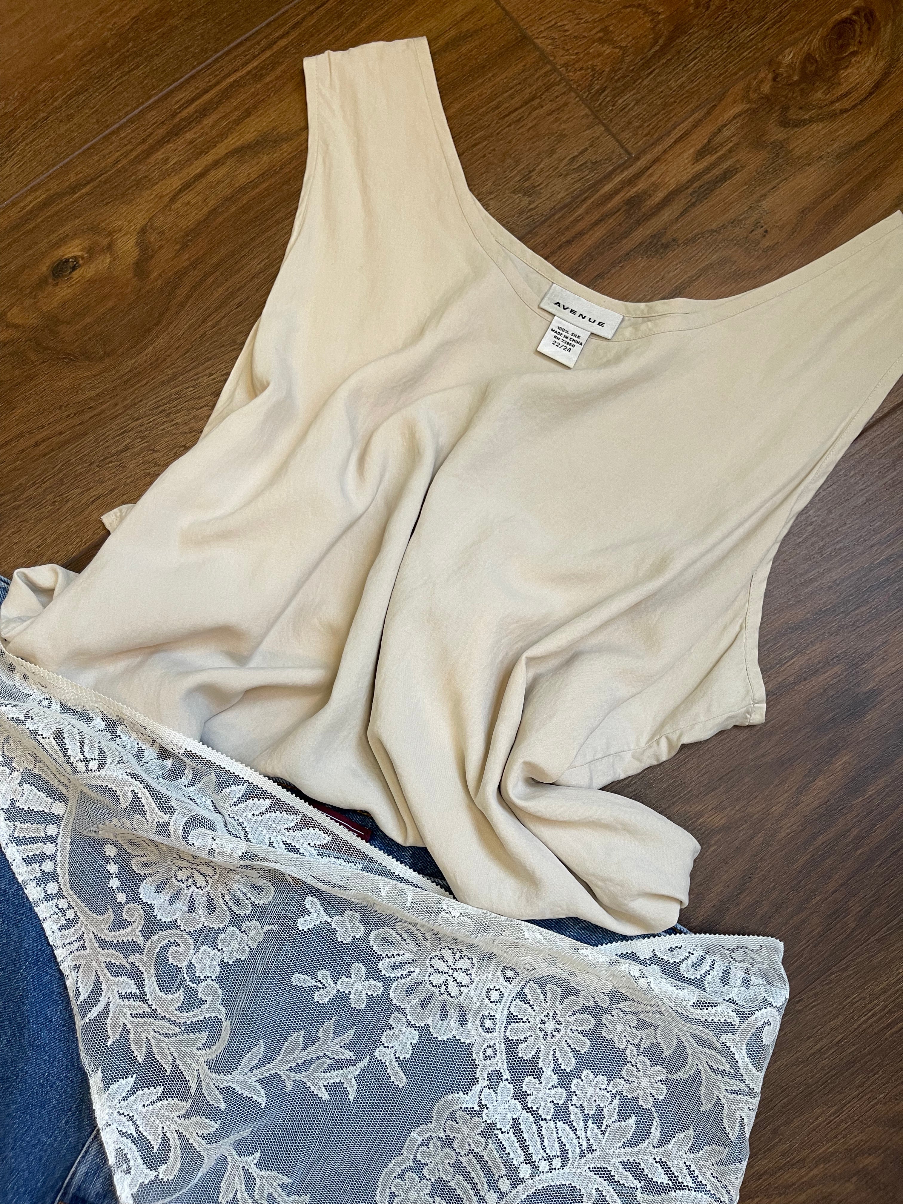 Vintage Silk Tank Top Blouse sz 1x-2x