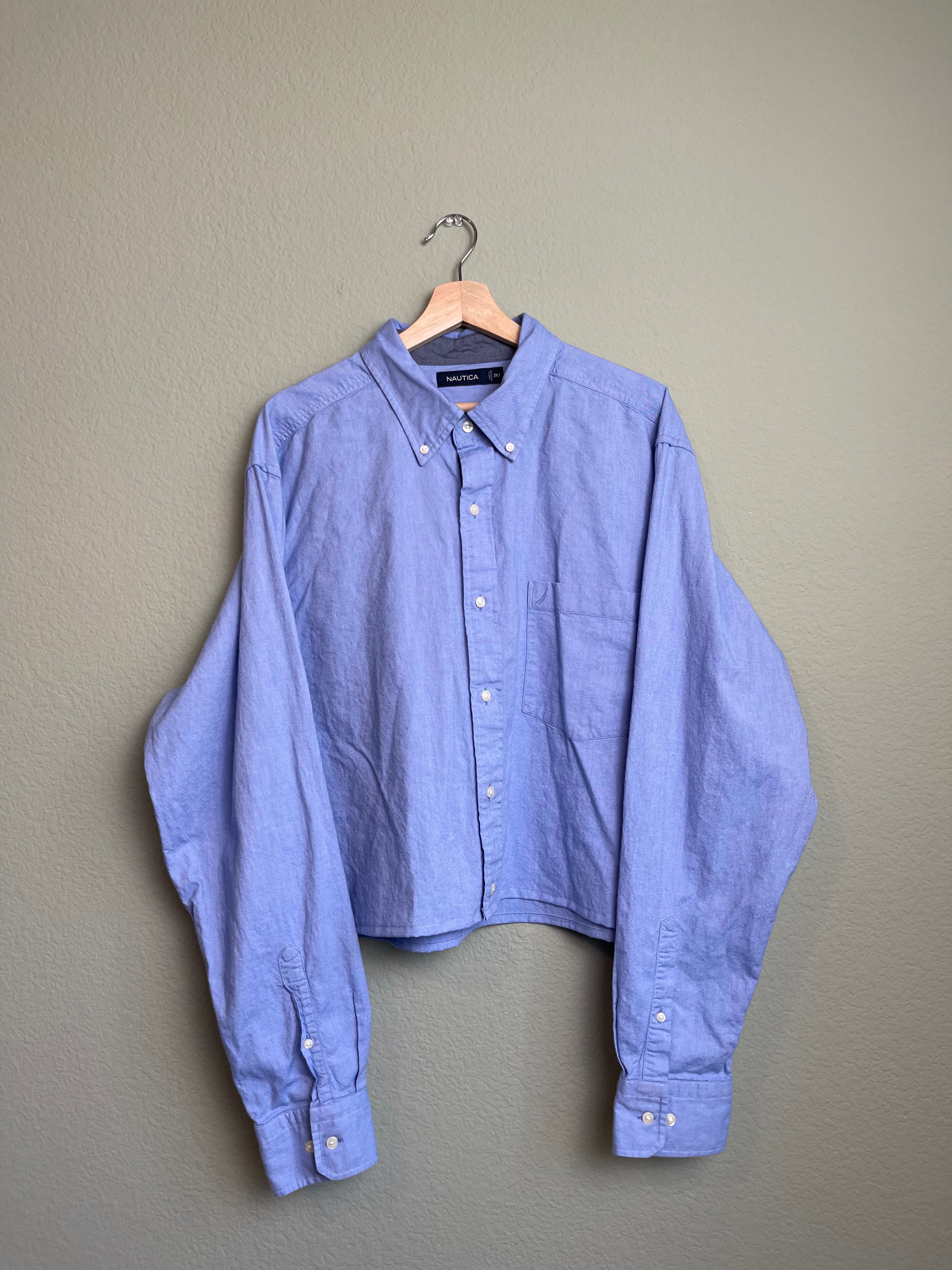 Boxy Crop "Menswear" Button Down sz xl-3x