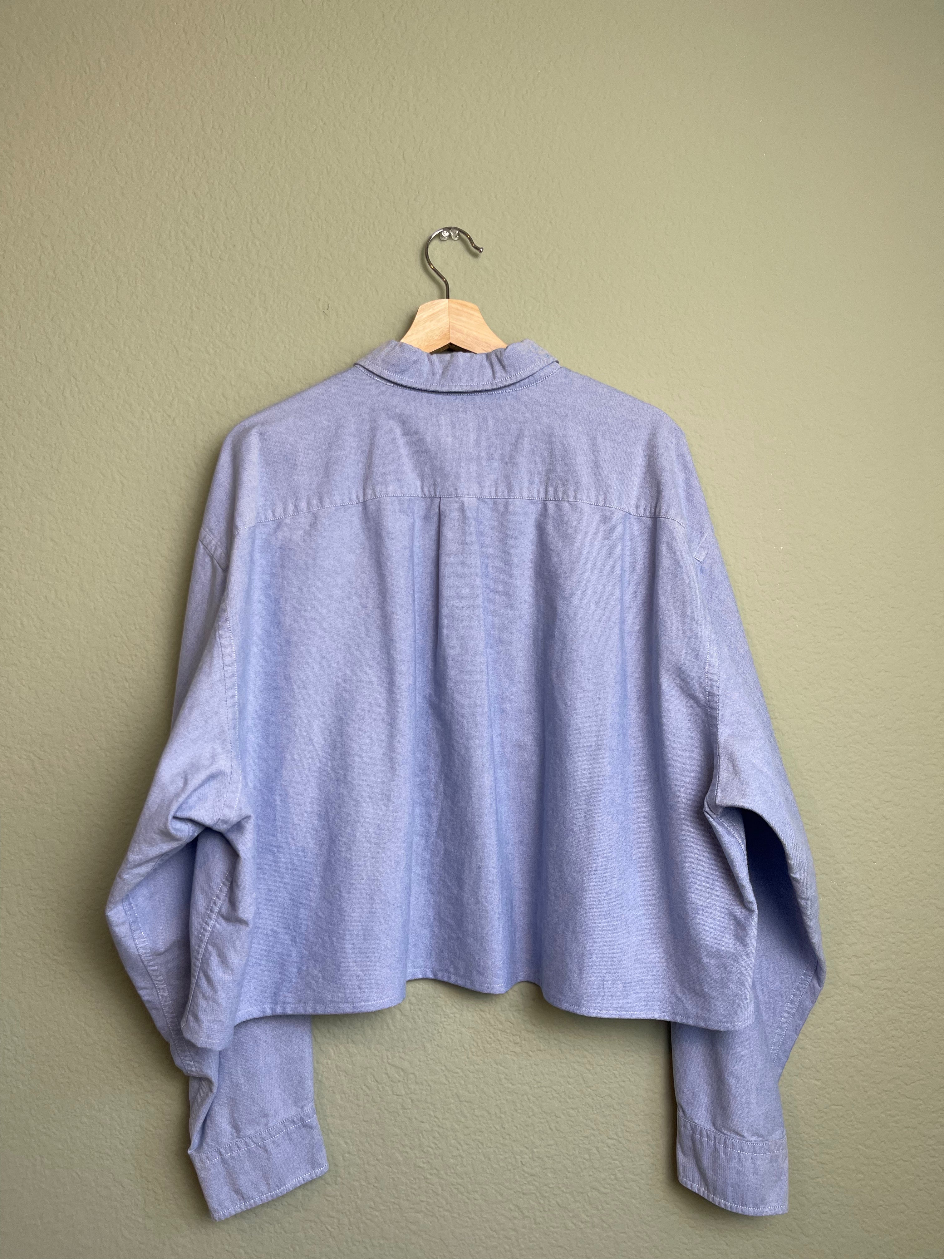 Classic Blue Vintage Cropped Button down sz xl-3x