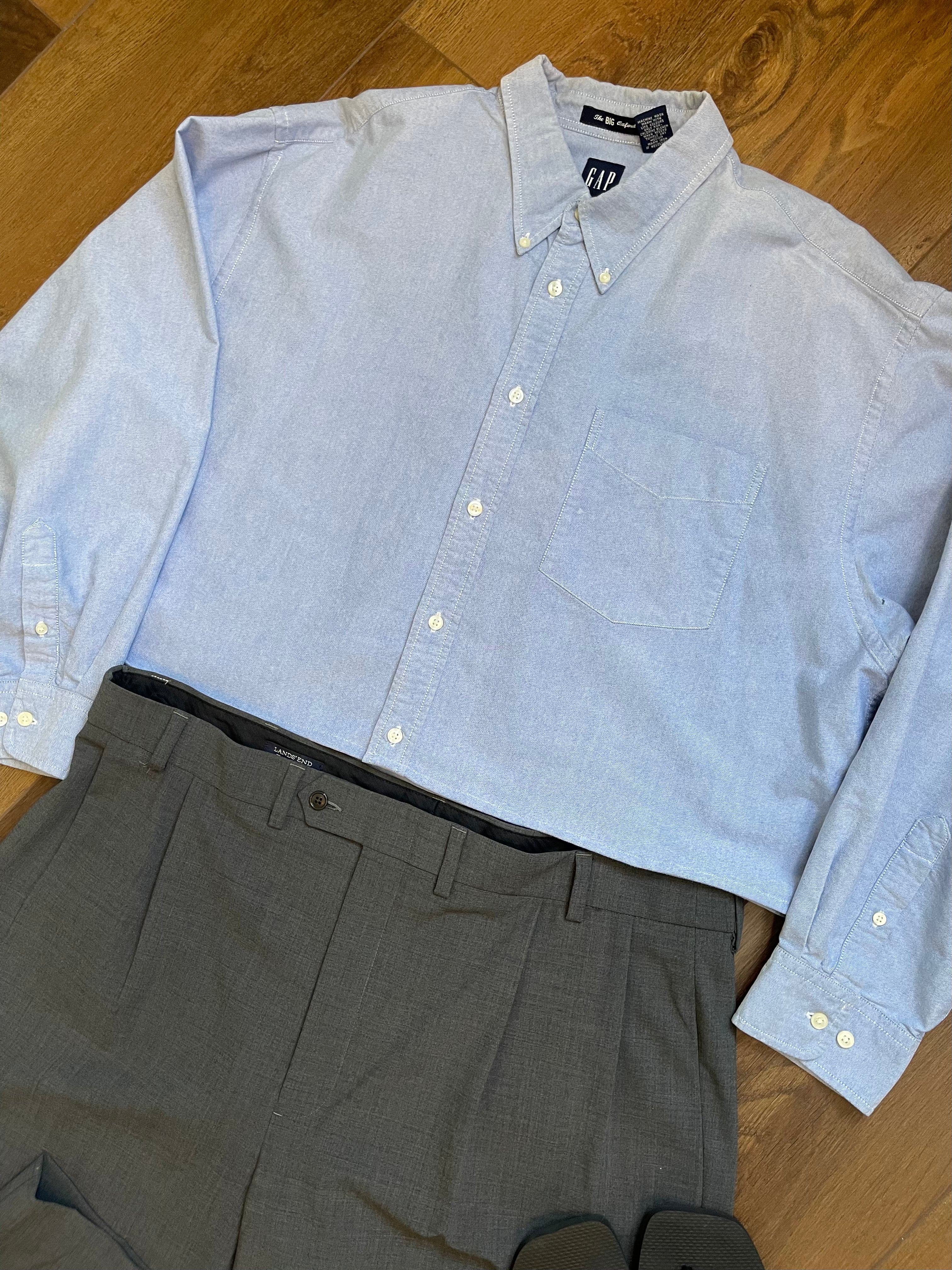 Classic Blue Vintage Cropped Button down sz xl-3x