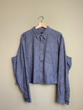 Chambray Denim-Like Navy Cropped Button Down sz xl-2x
