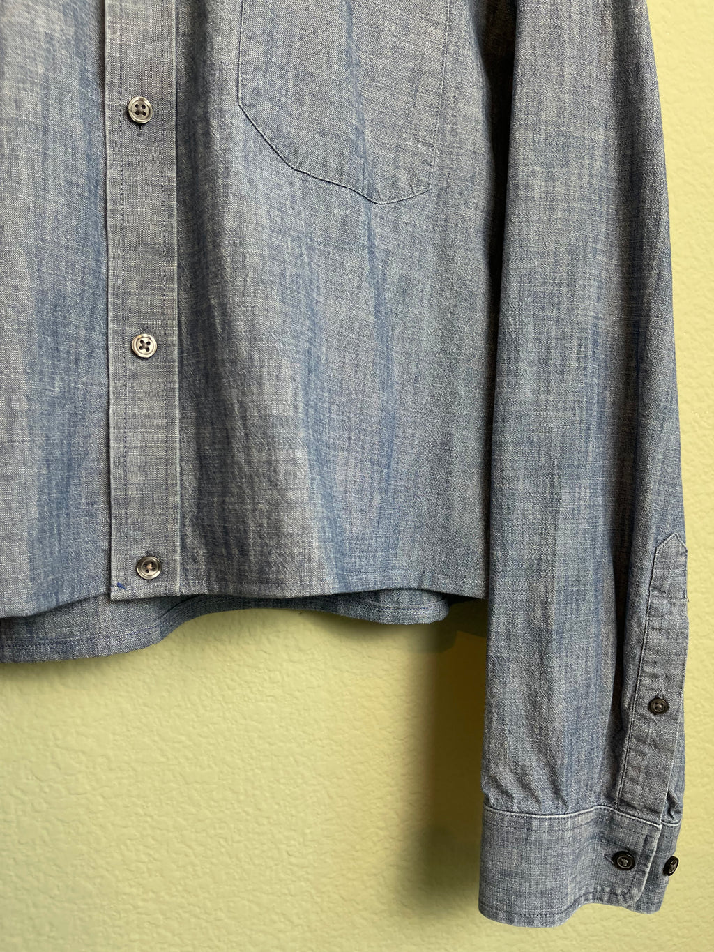 Chambray Denim-Like Navy Cropped Button Down sz xl-2x