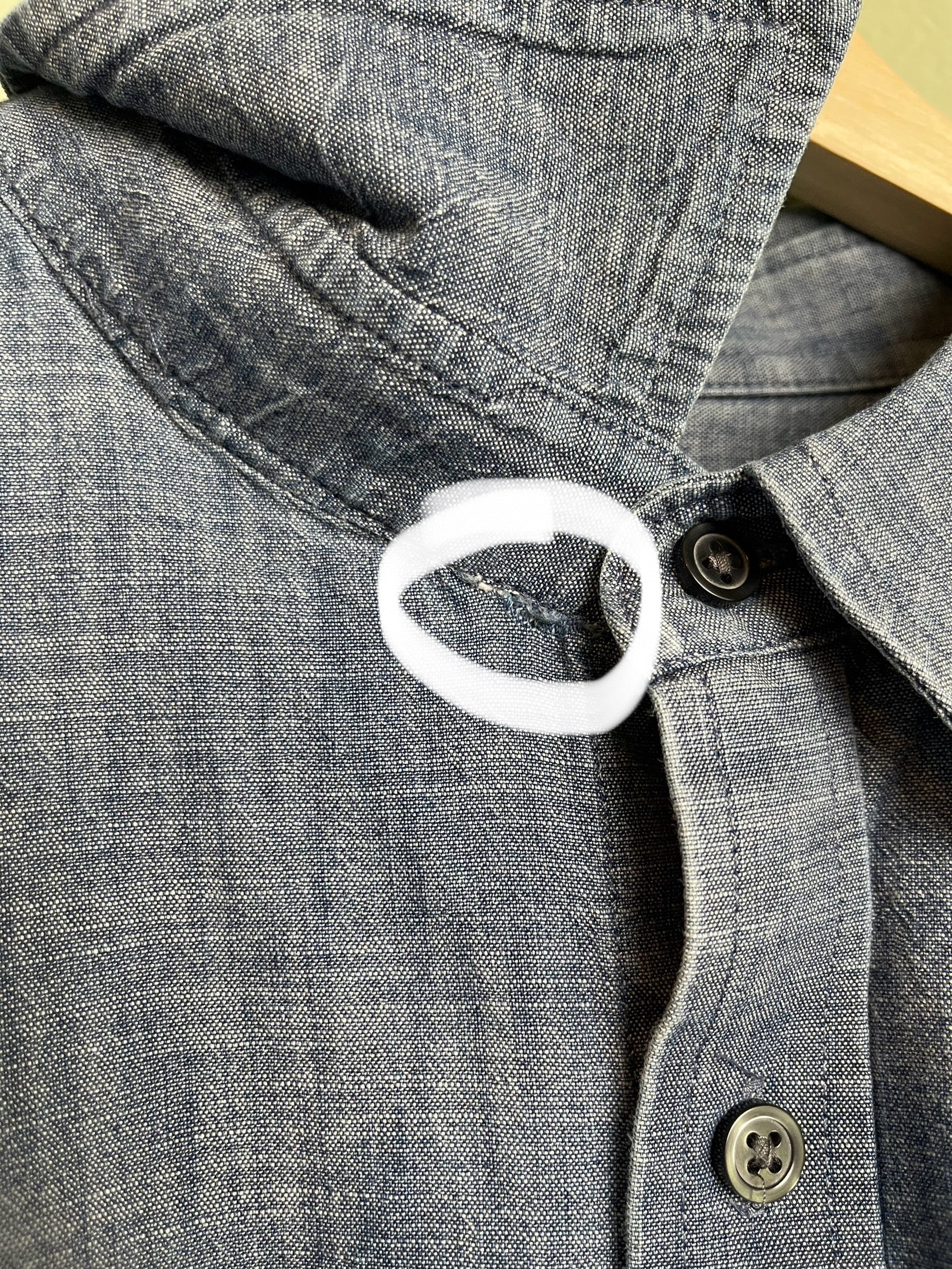 Chambray Denim-Like Navy Cropped Button Down sz xl-2x