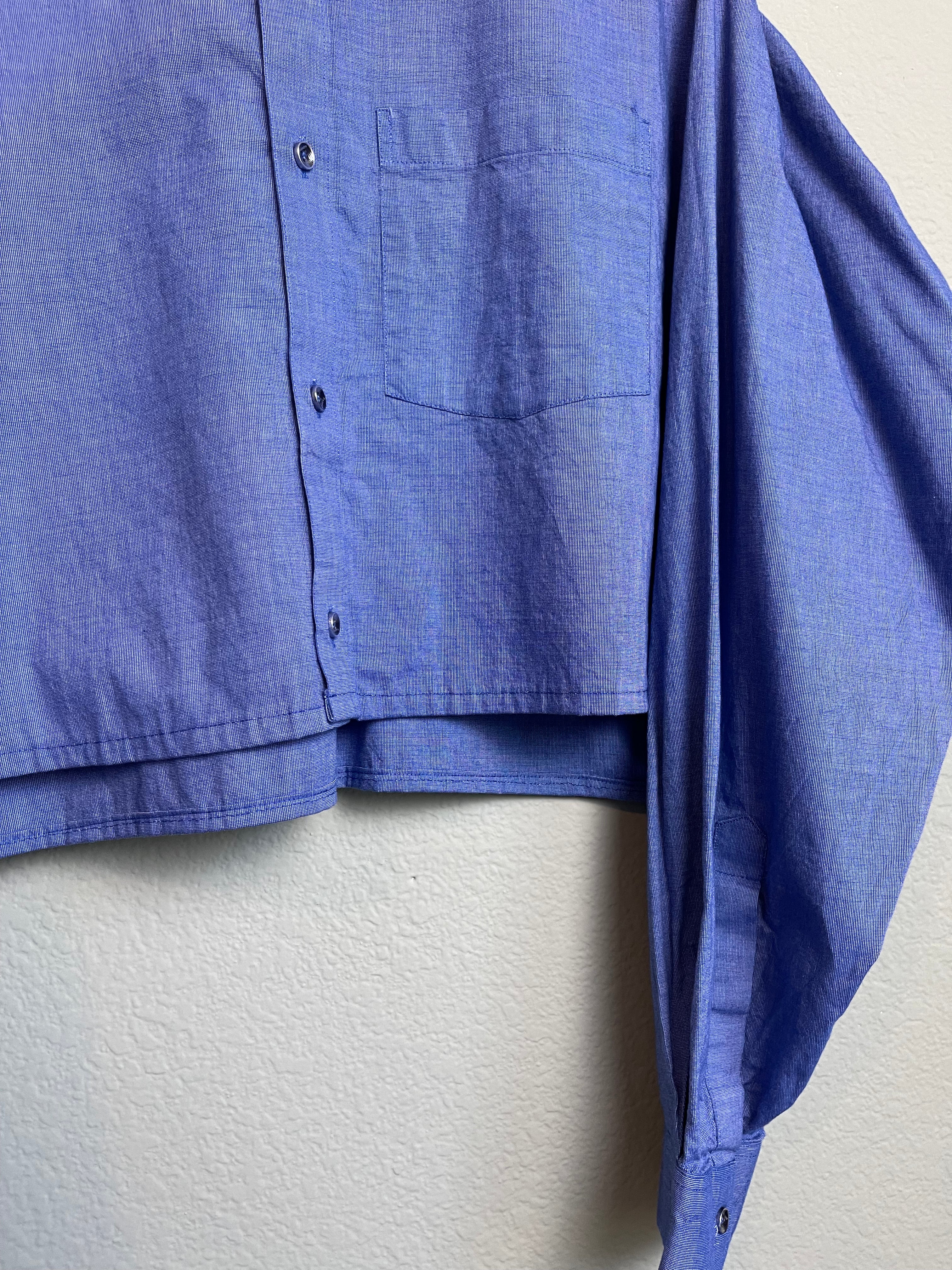 Blue "Menswear" Cropped Button Down sz xl-4x