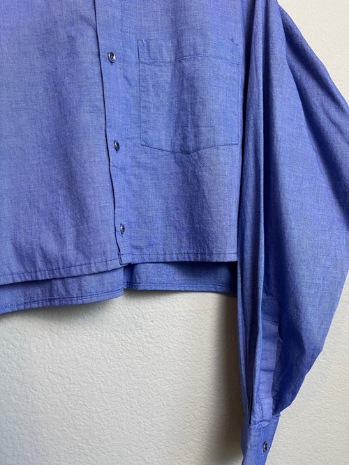 Blue "Menswear" Cropped Button Down sz xl-4x