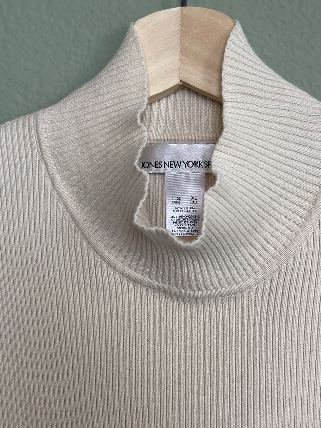 Vintage Jones New York Cotton Ribbed Mock Neck sz xl-2x