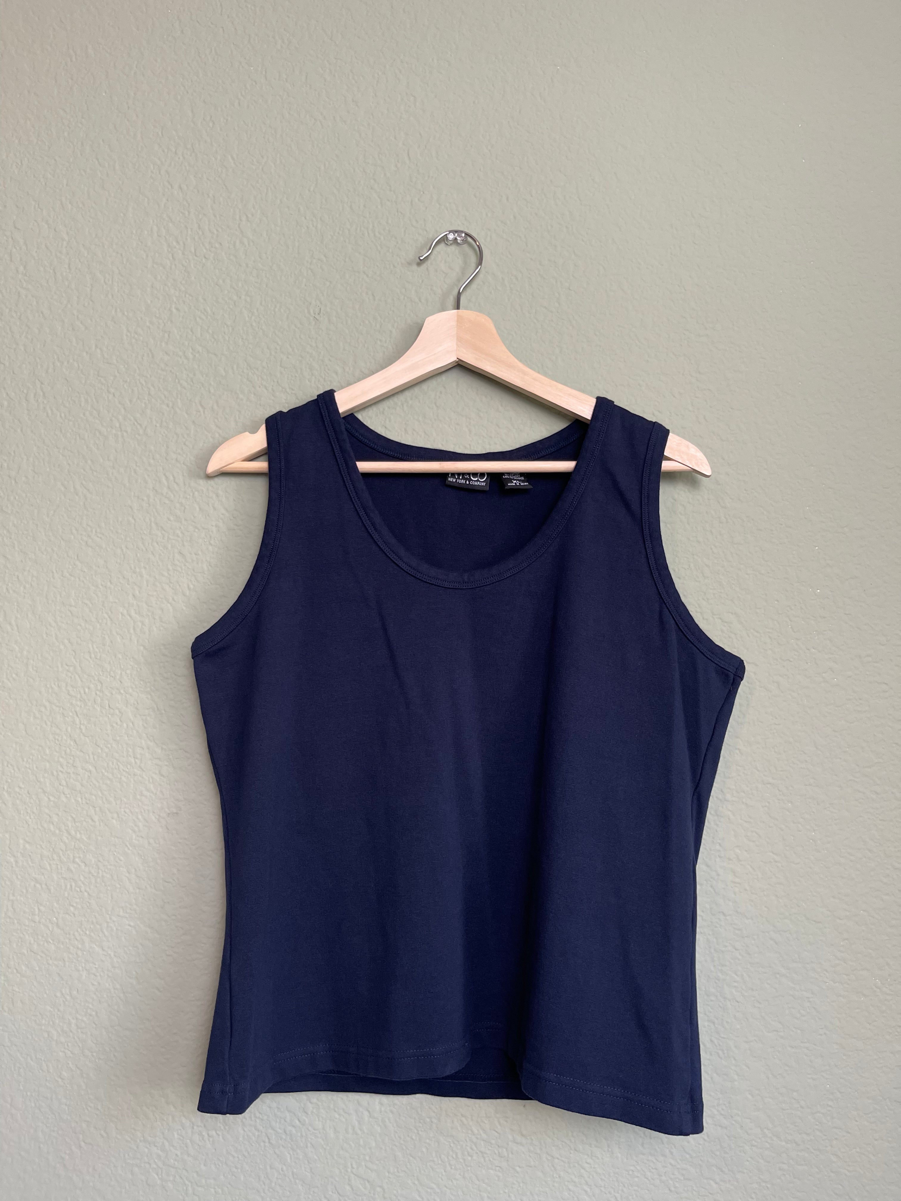 Vintage NY & CO Navy Fitted Cotton Tank sz xl-1xl