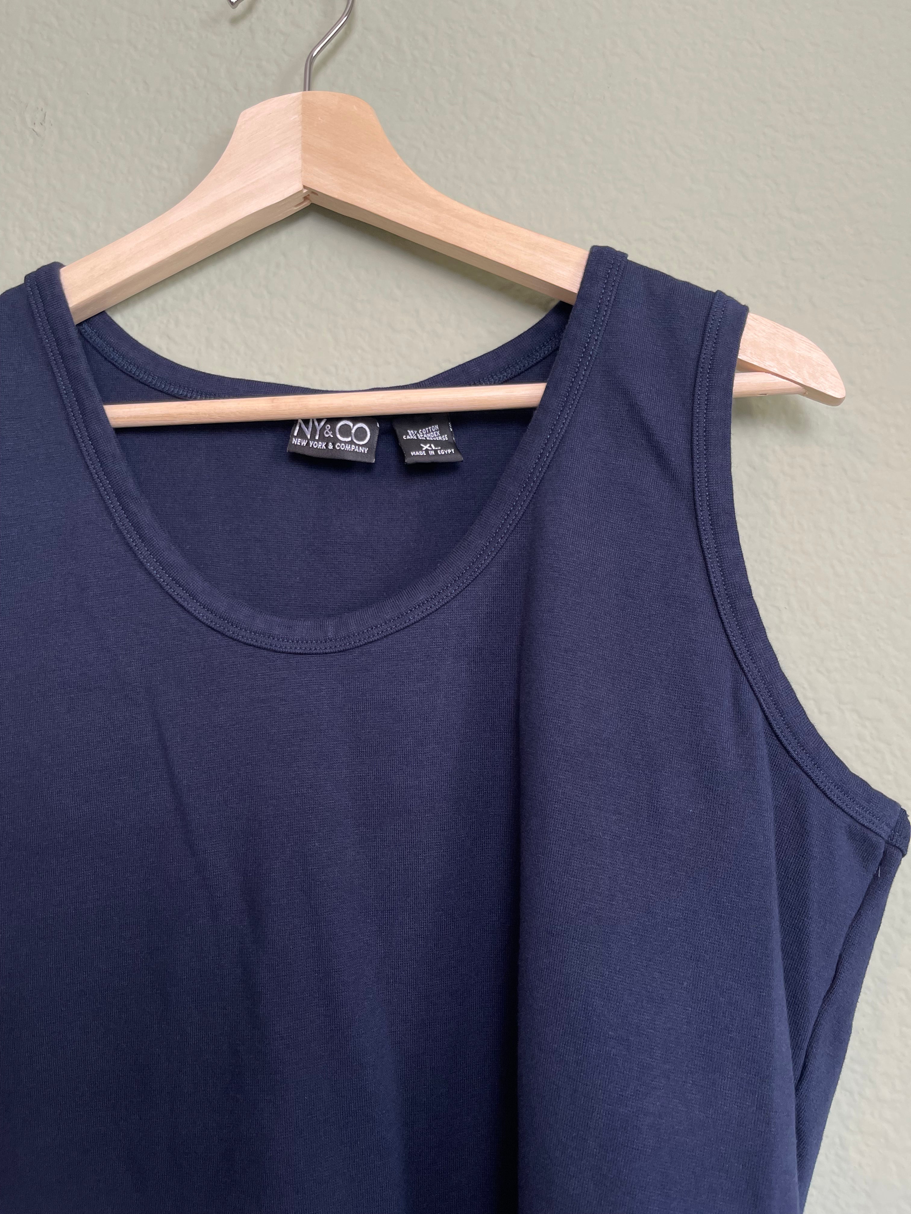 Vintage NY & CO Navy Fitted Cotton Tank sz xl-1xl