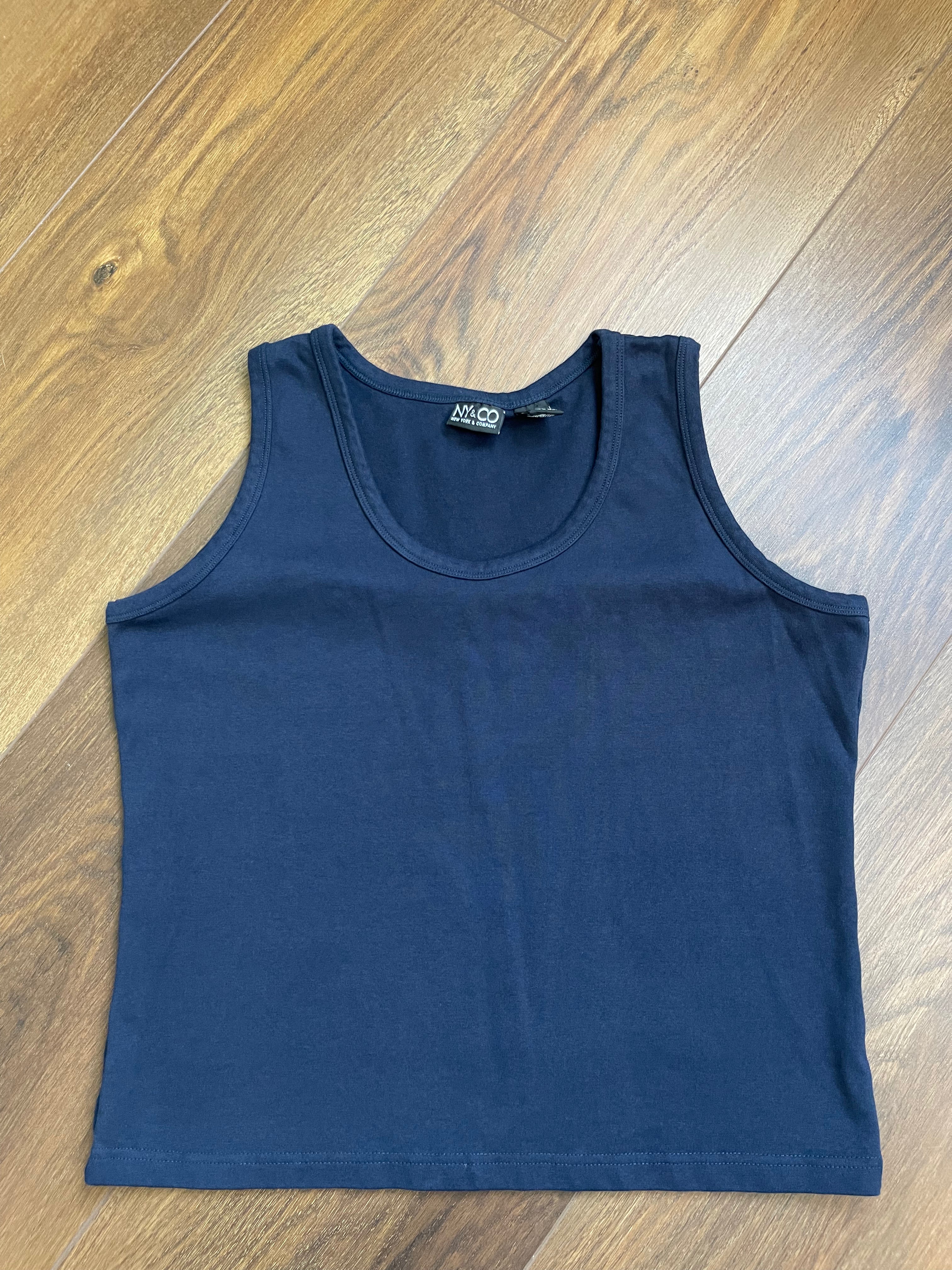Vintage NY & CO Navy Fitted Cotton Tank sz xl-1xl