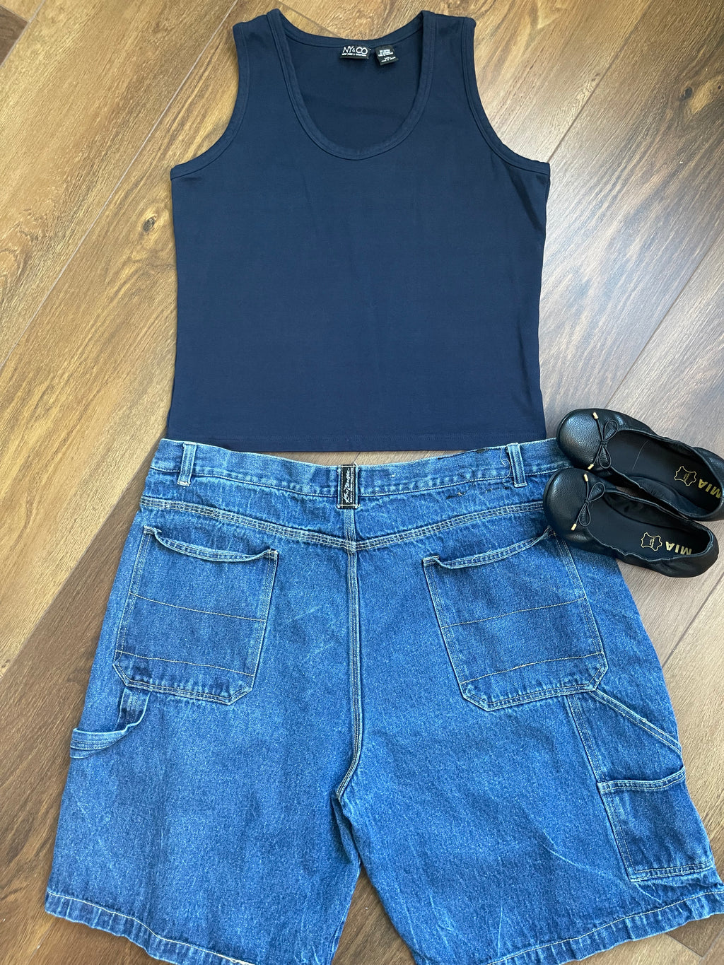 Vintage NY & CO Navy Fitted Cotton Tank sz xl-1xl