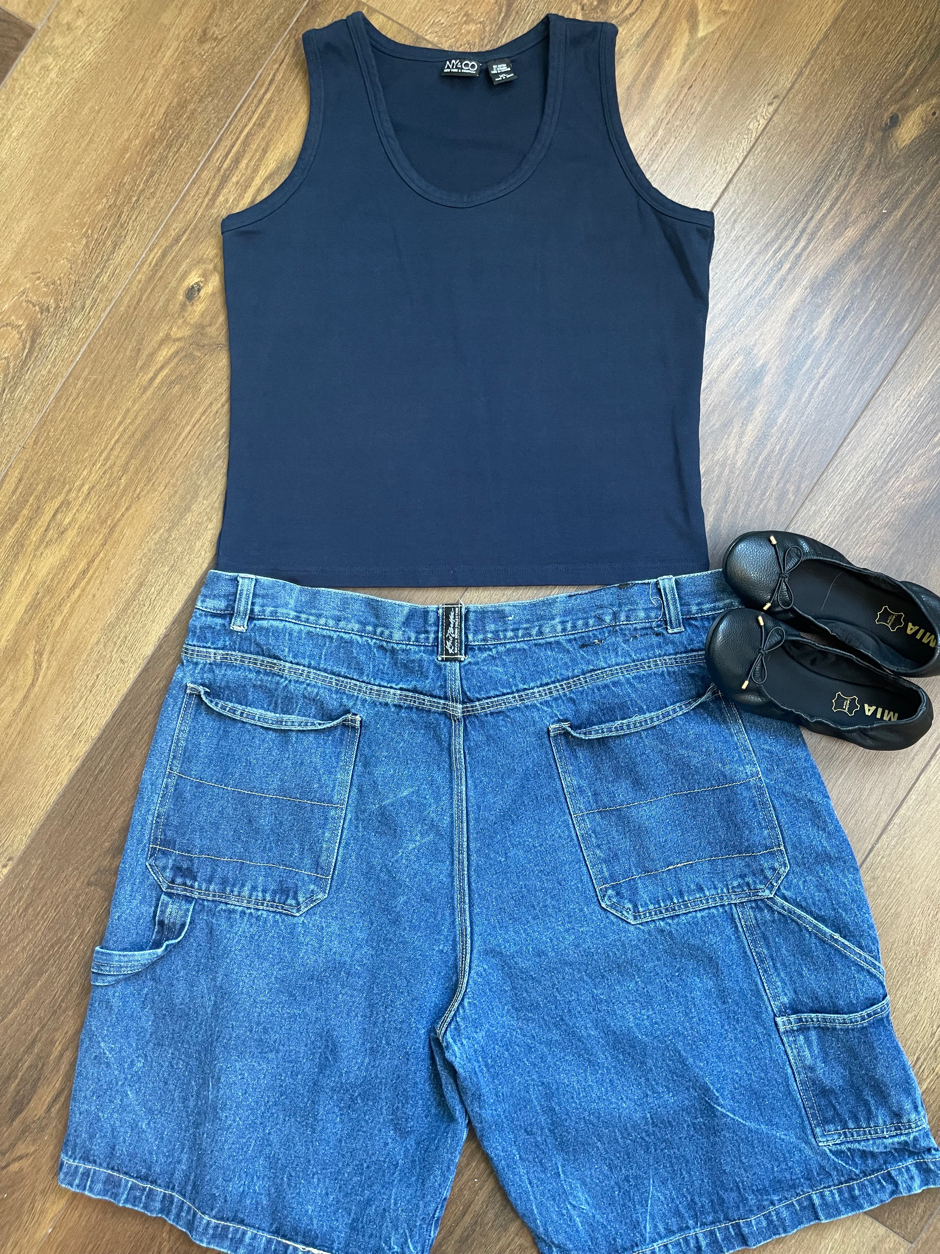 Vintage NY & CO Navy Fitted Cotton Tank sz xl-1xl