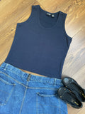 Vintage NY & CO Navy Fitted Cotton Tank sz xl-1xl
