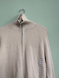 NEW Retro Cotton Ribbed Fitted Zip Sweater sz xl