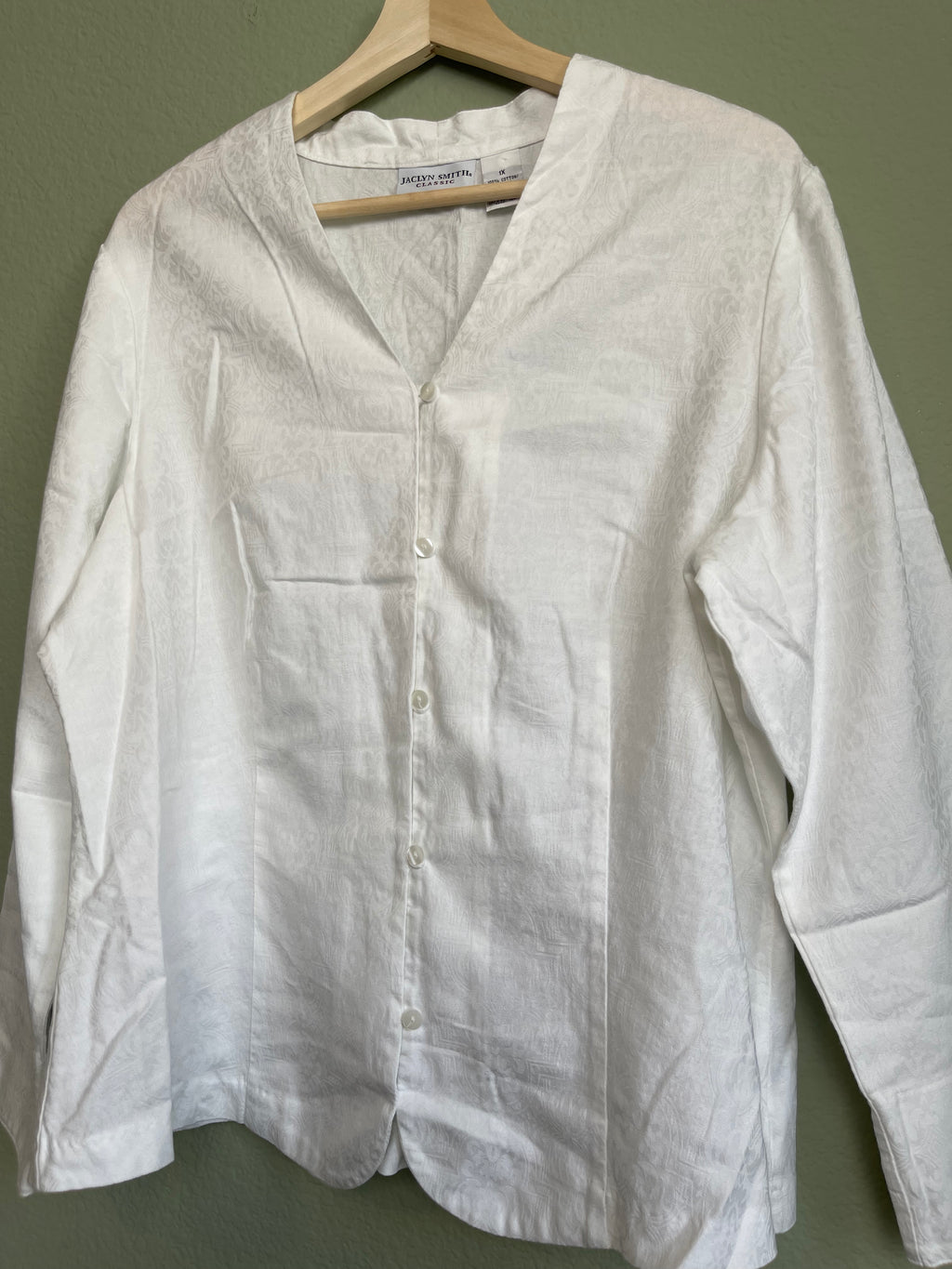 Retro Button Front Cotton Long Sleeve Blouse sz xl-1x