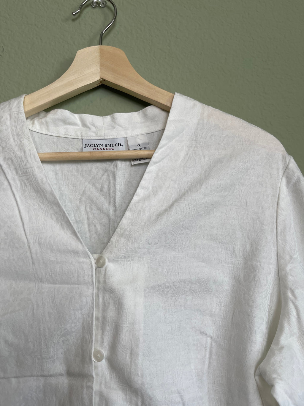 Retro Button Front Cotton Long Sleeve Blouse sz xl-1x
