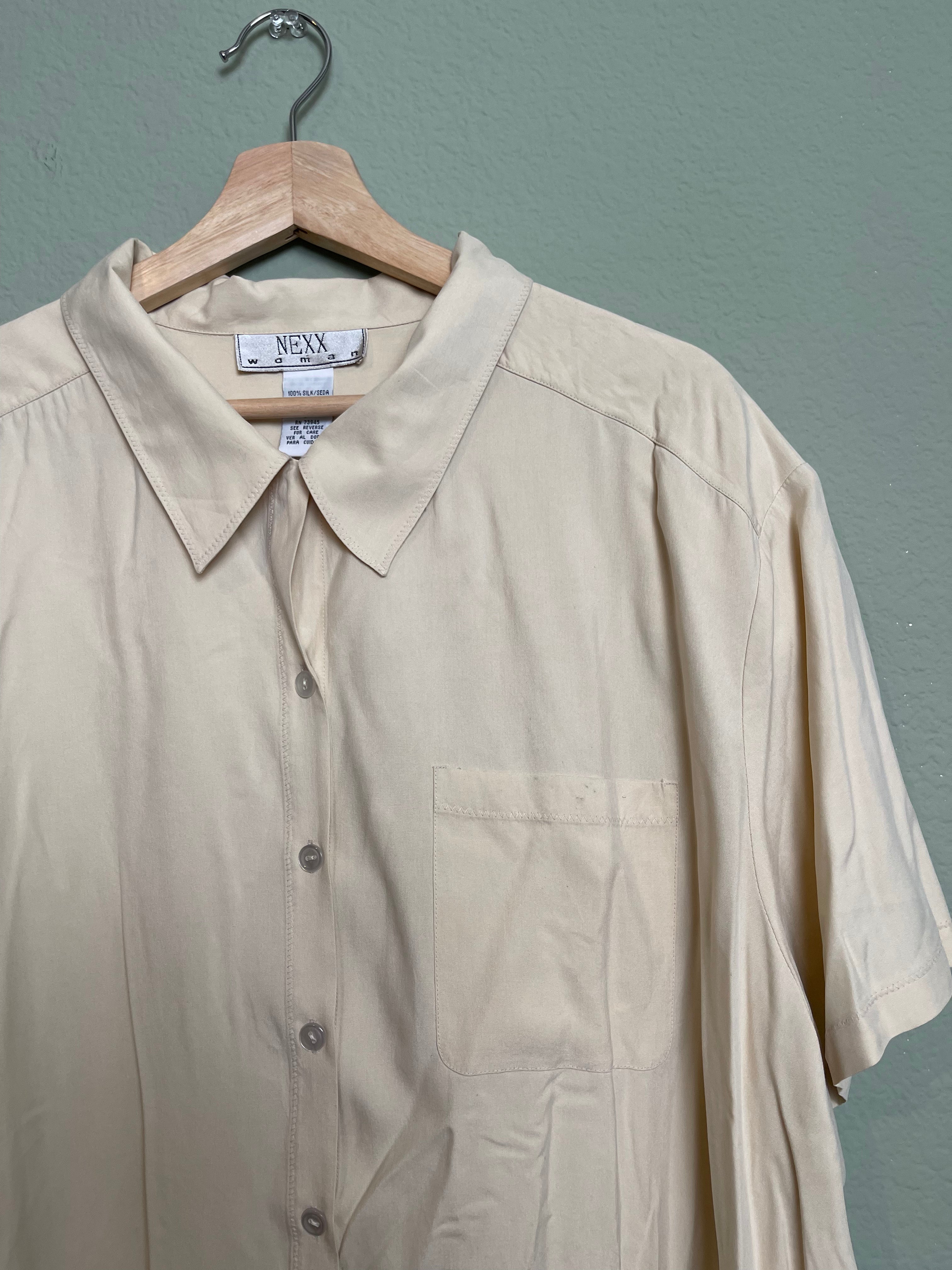 Vintage Silk Button Front Blouse sz 3x
