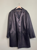 Vintage Black Leather Midi Trench Jacket sz xl-3x