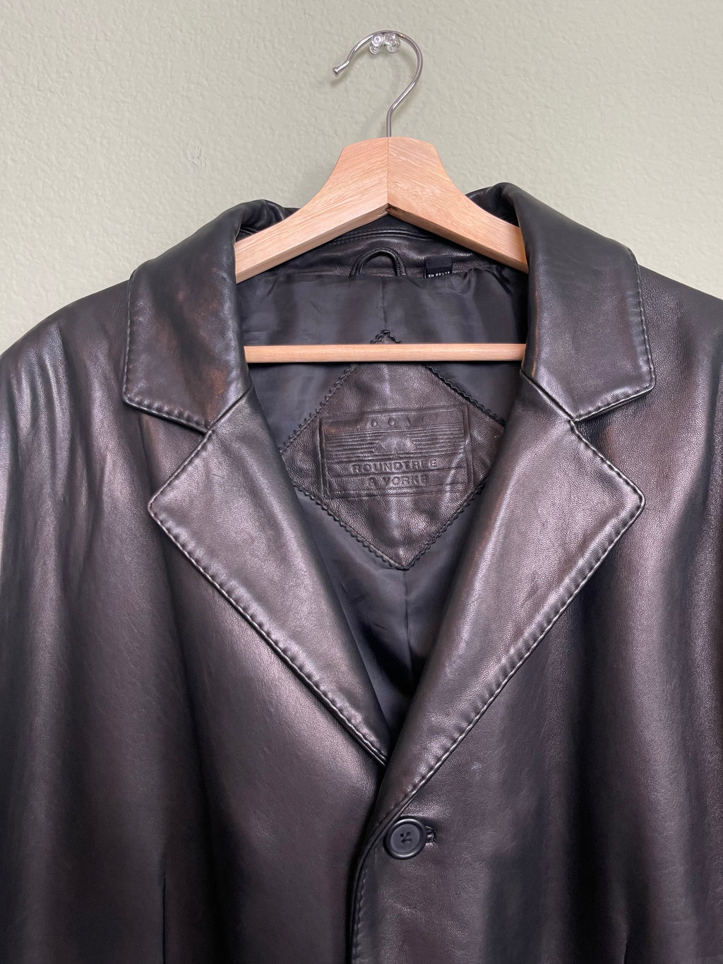 Vintage Black Leather Midi Trench Jacket sz xl-3x
