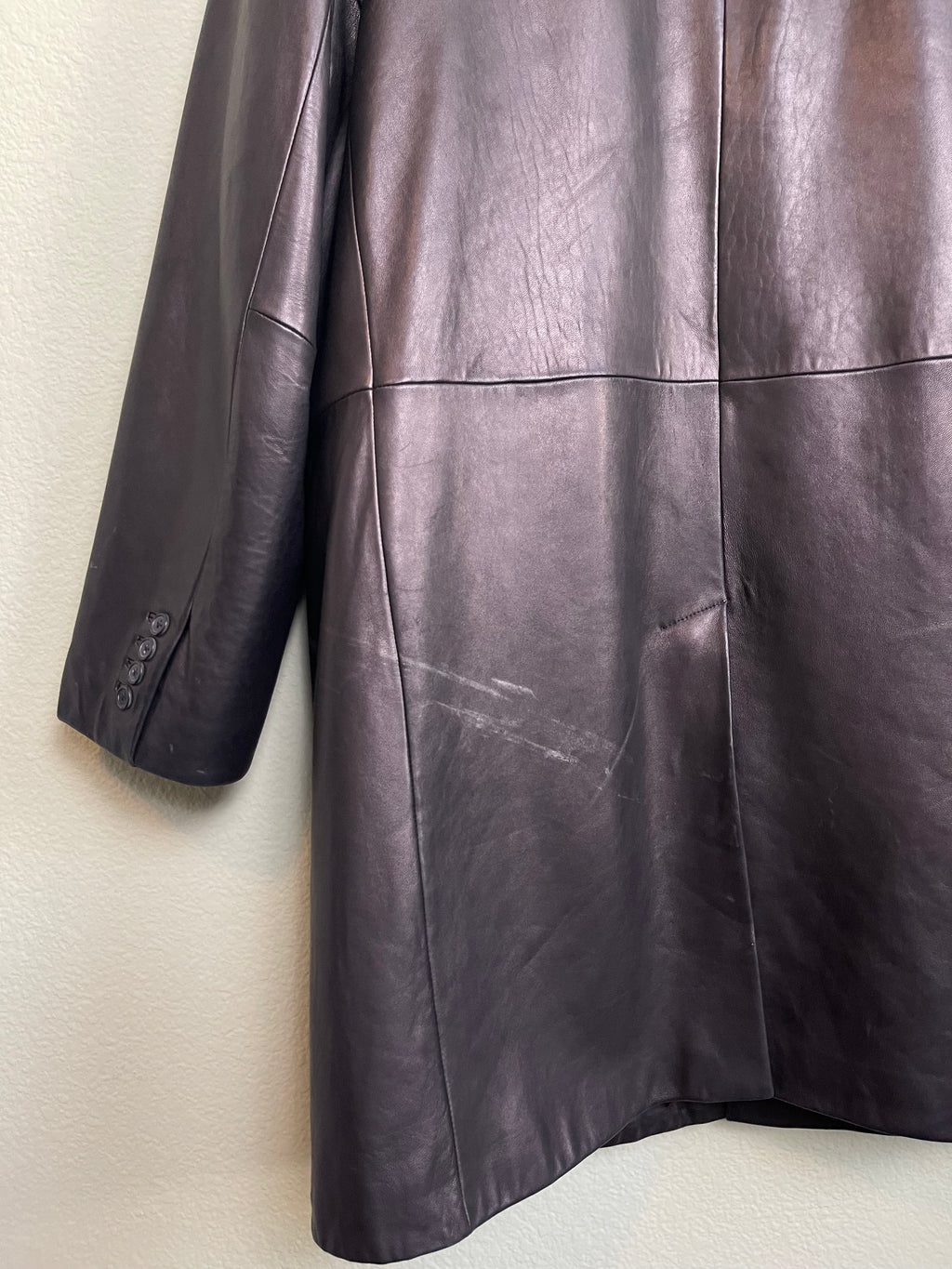 Vintage Black Leather Midi Trench Jacket sz xl-3x