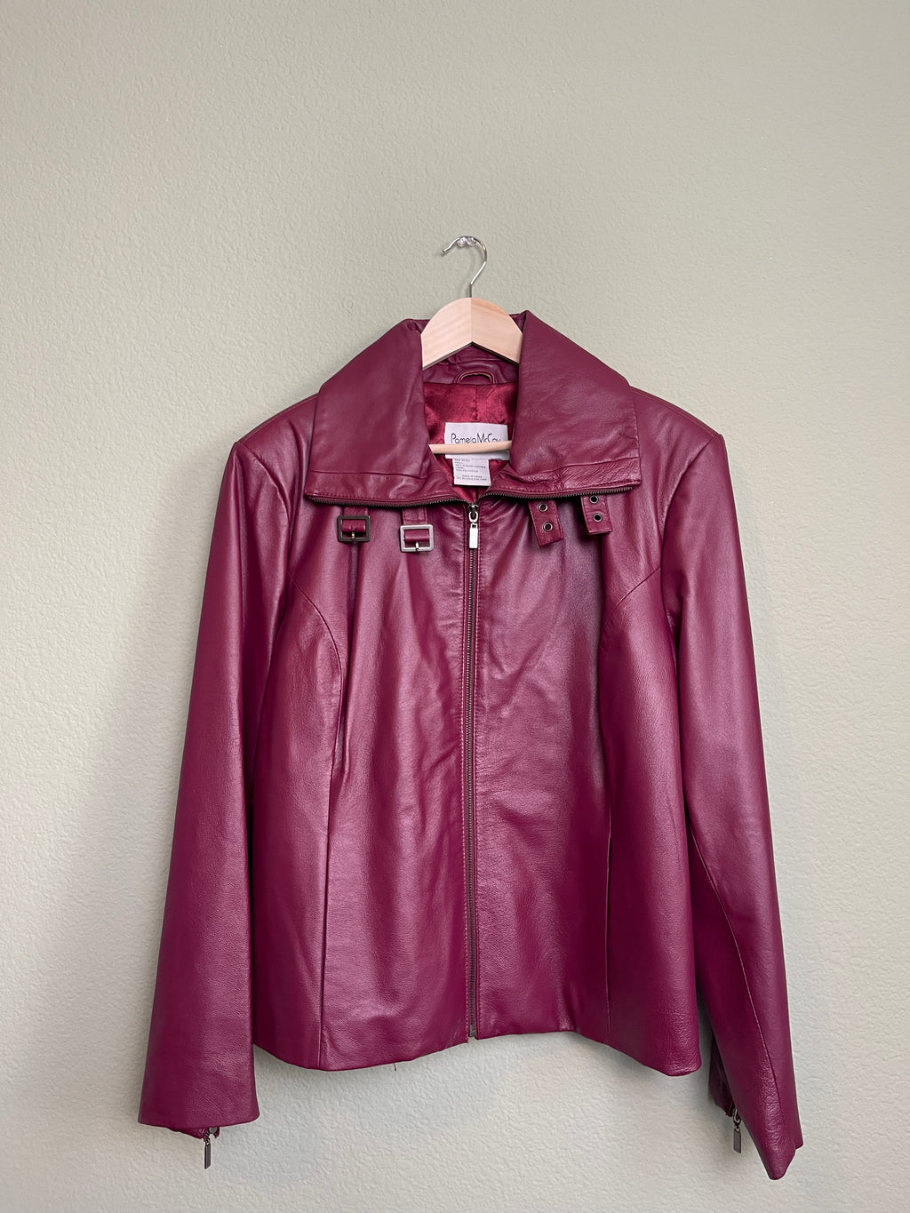 Vintage Berry Leather Jacket sz xl-2x