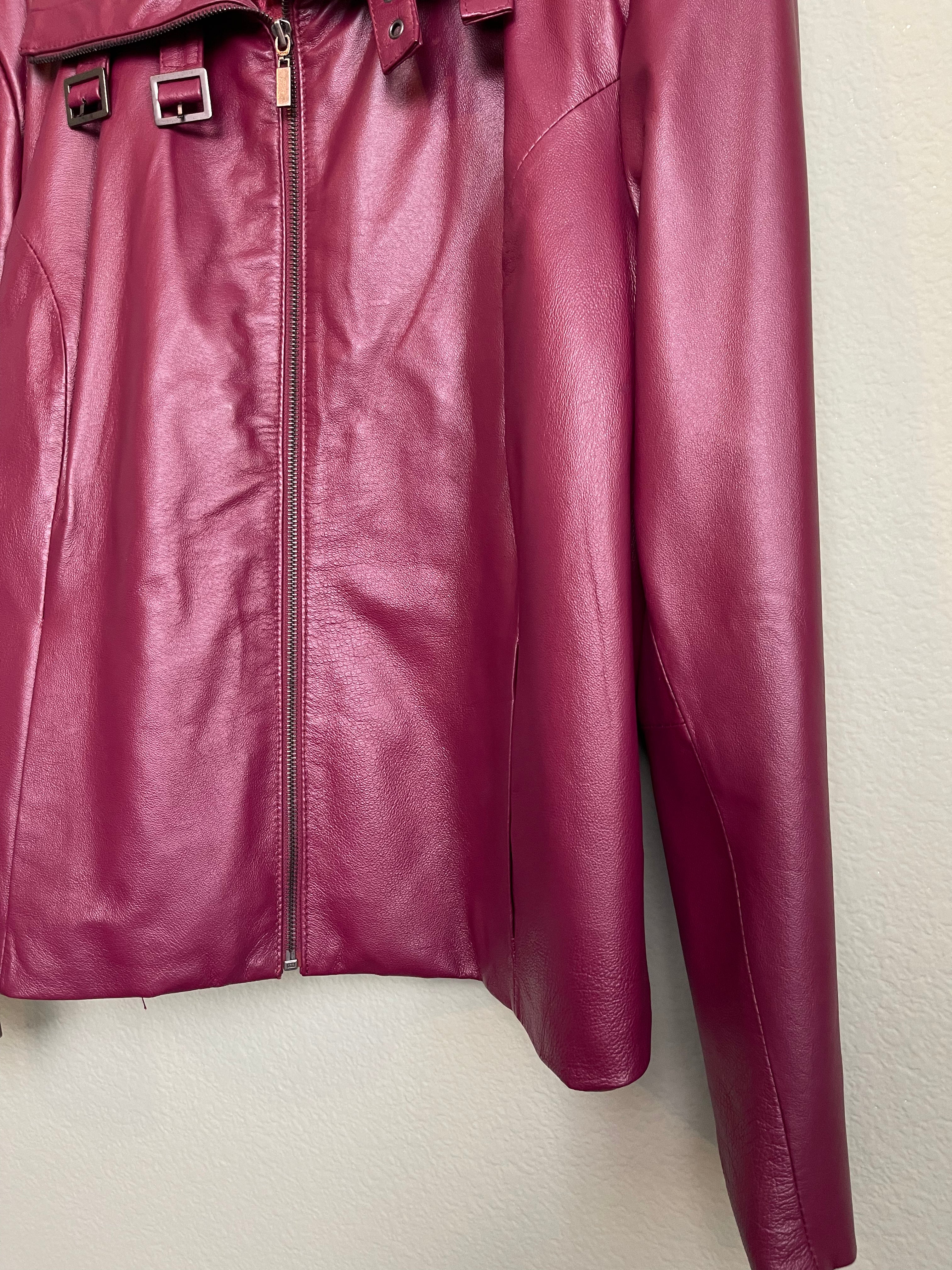 Vintage Berry Leather Jacket sz xl-2x