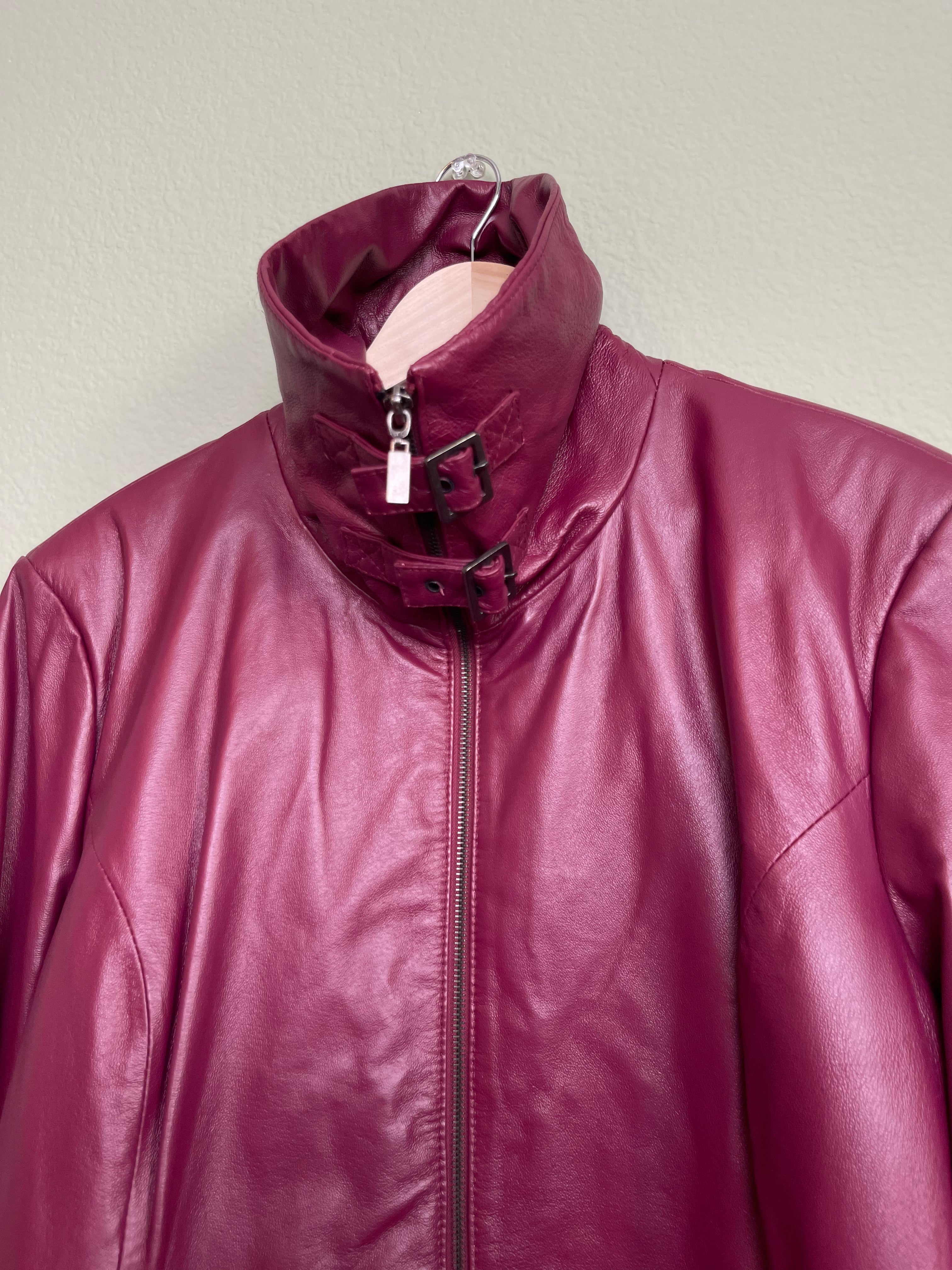 Vintage Berry Leather Jacket sz xl-2x