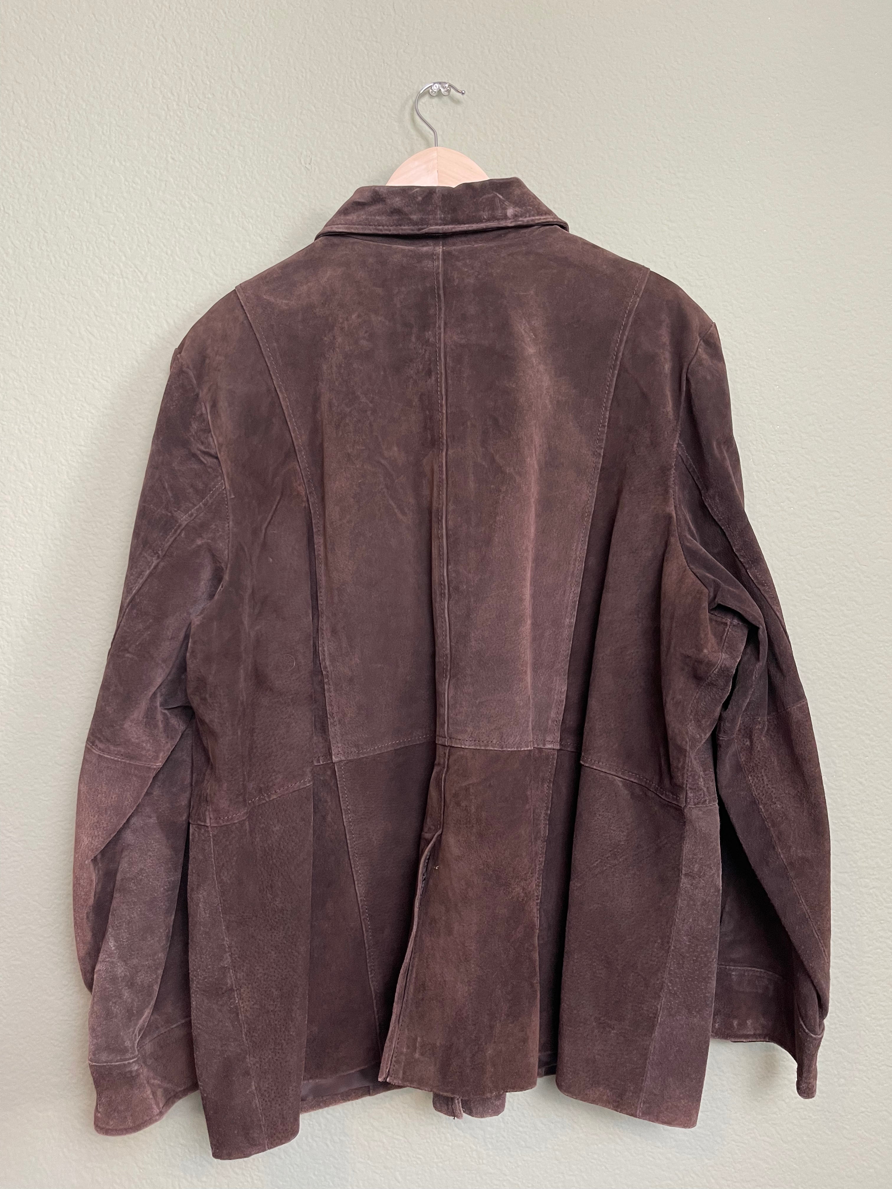 Vintage Chocolate Brown Suede Leather Jacket sz xl-2x