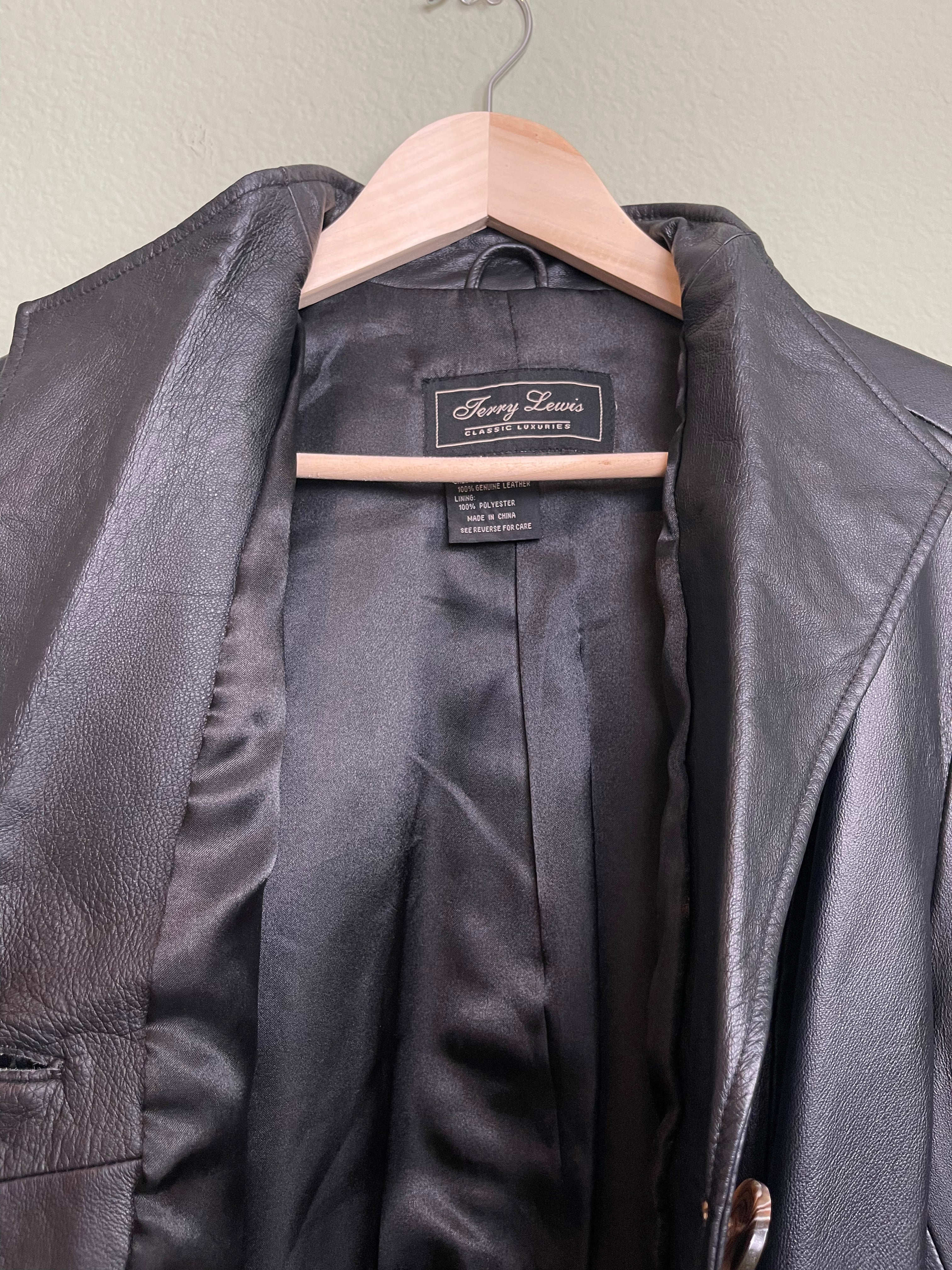 Vintage Black Leather Button Front Jacket sz xl-1x
