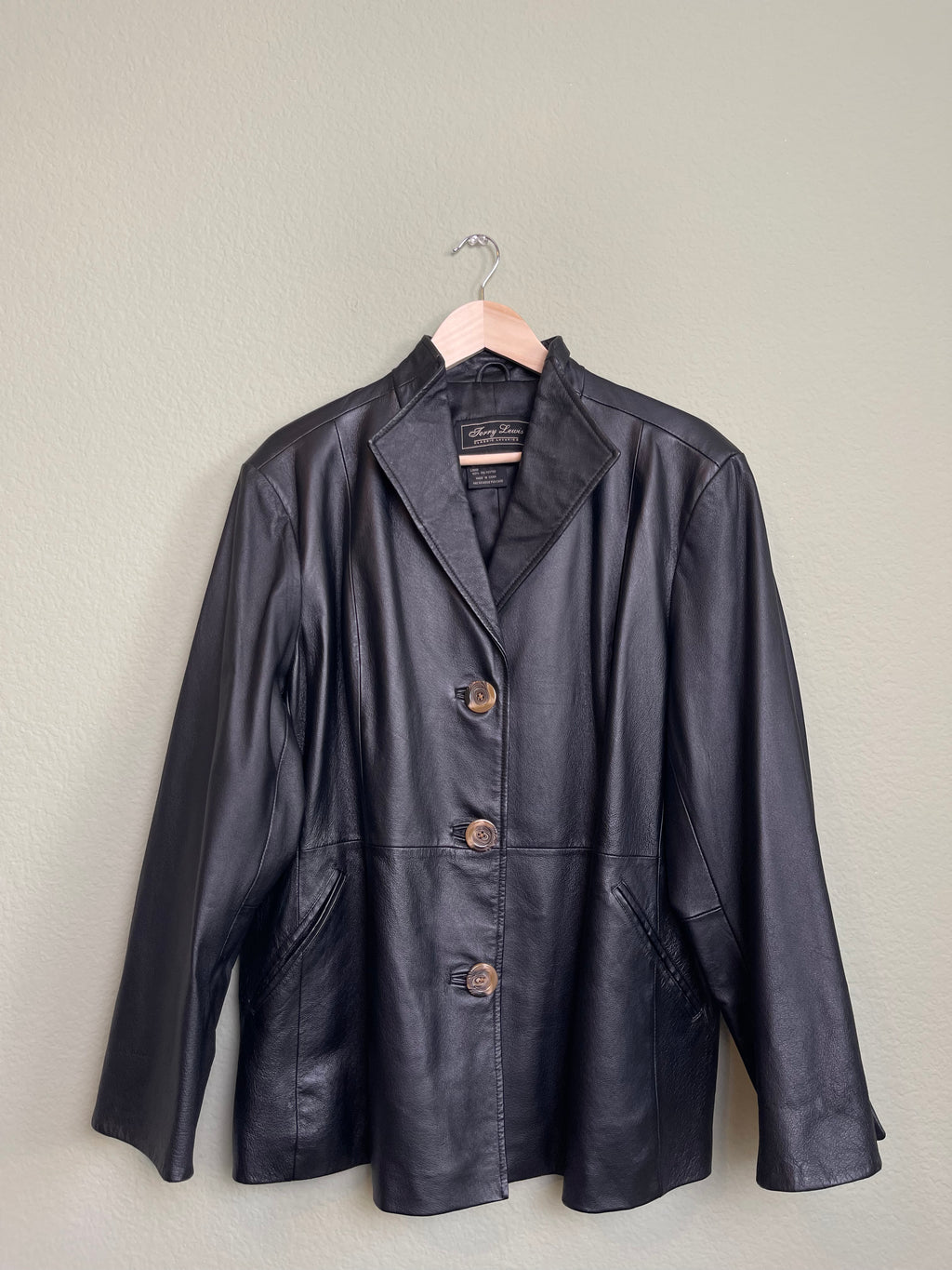 Vintage Black Leather Button Front Jacket sz xl-1x