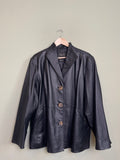 Vintage Black Leather Button Front Jacket sz xl-1x