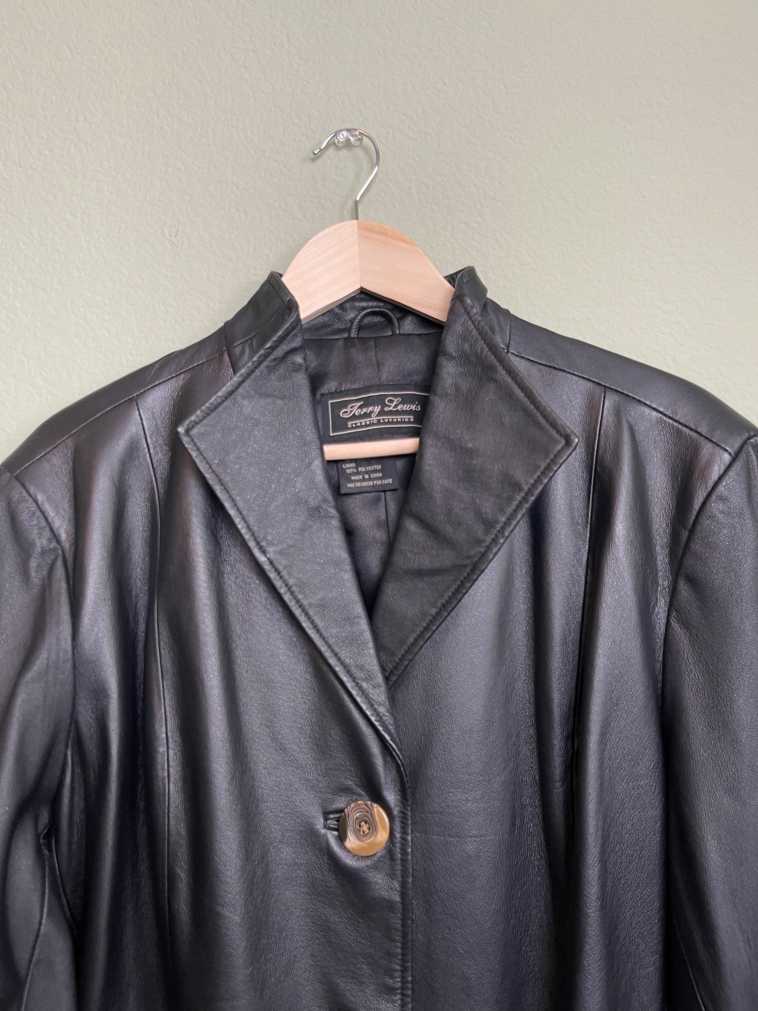 Vintage Black Leather Button Front Jacket sz xl-1x