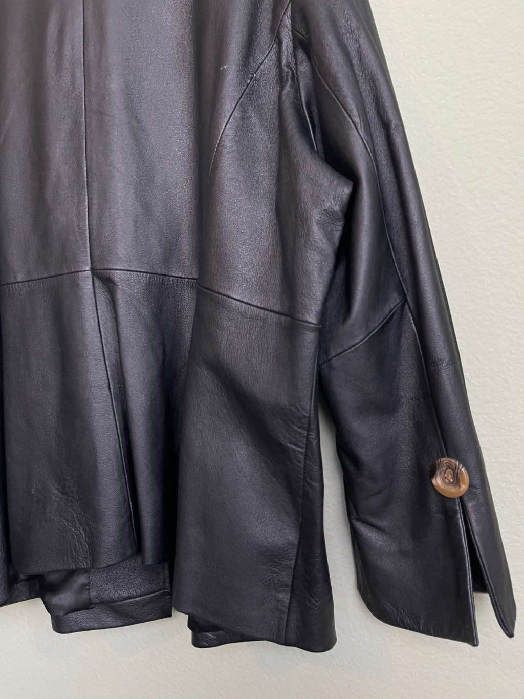 Vintage Black Leather Button Front Jacket sz xl-1x